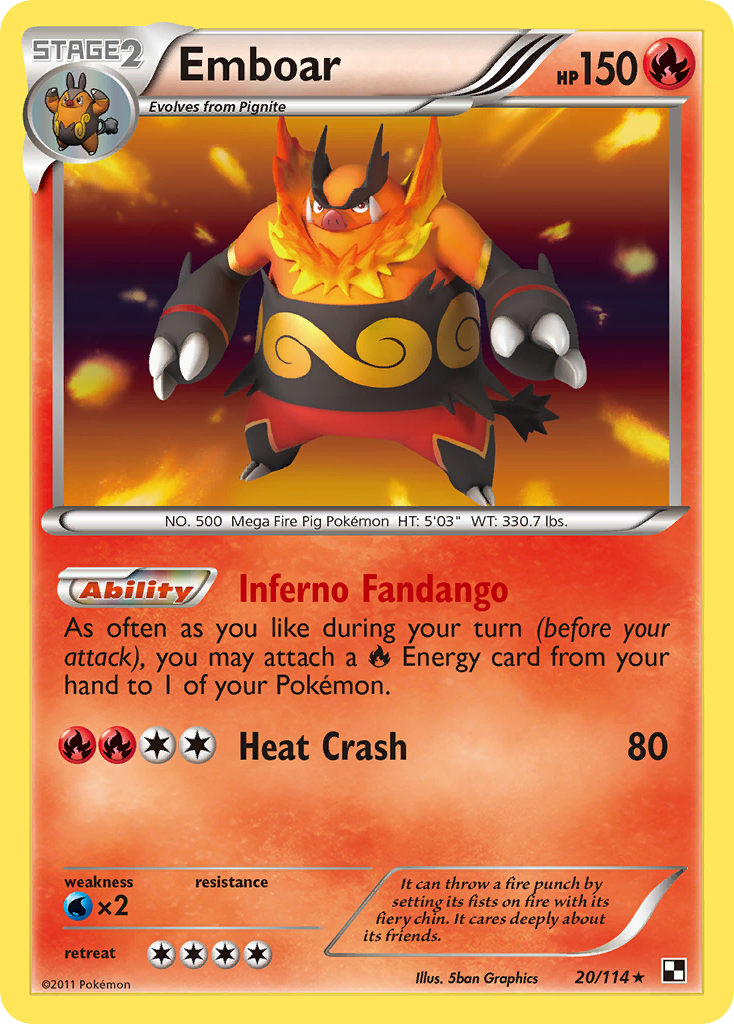 Emboar (20/114) Black & White: Base Set、mySite、waistdrama