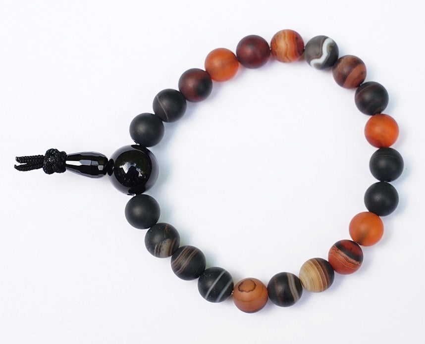 Matte Black & Red Sardonyx Agate Wrist Mala、mySite、topwebapps