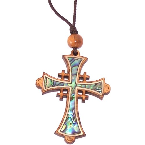 Jerusalem Cross Olivewood with Mother of Pearls (60cm / 23.5 inches, Cross is 5cm or 2 inches)、mySite、topwebapps