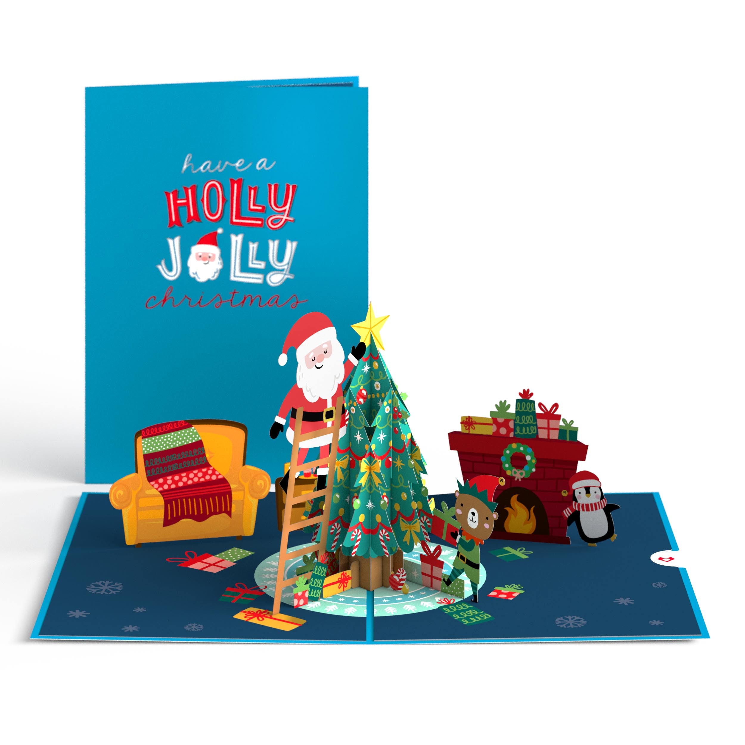 Santa Decorating a Christmas Tree Pop-Up Card、mySite、solidvoid