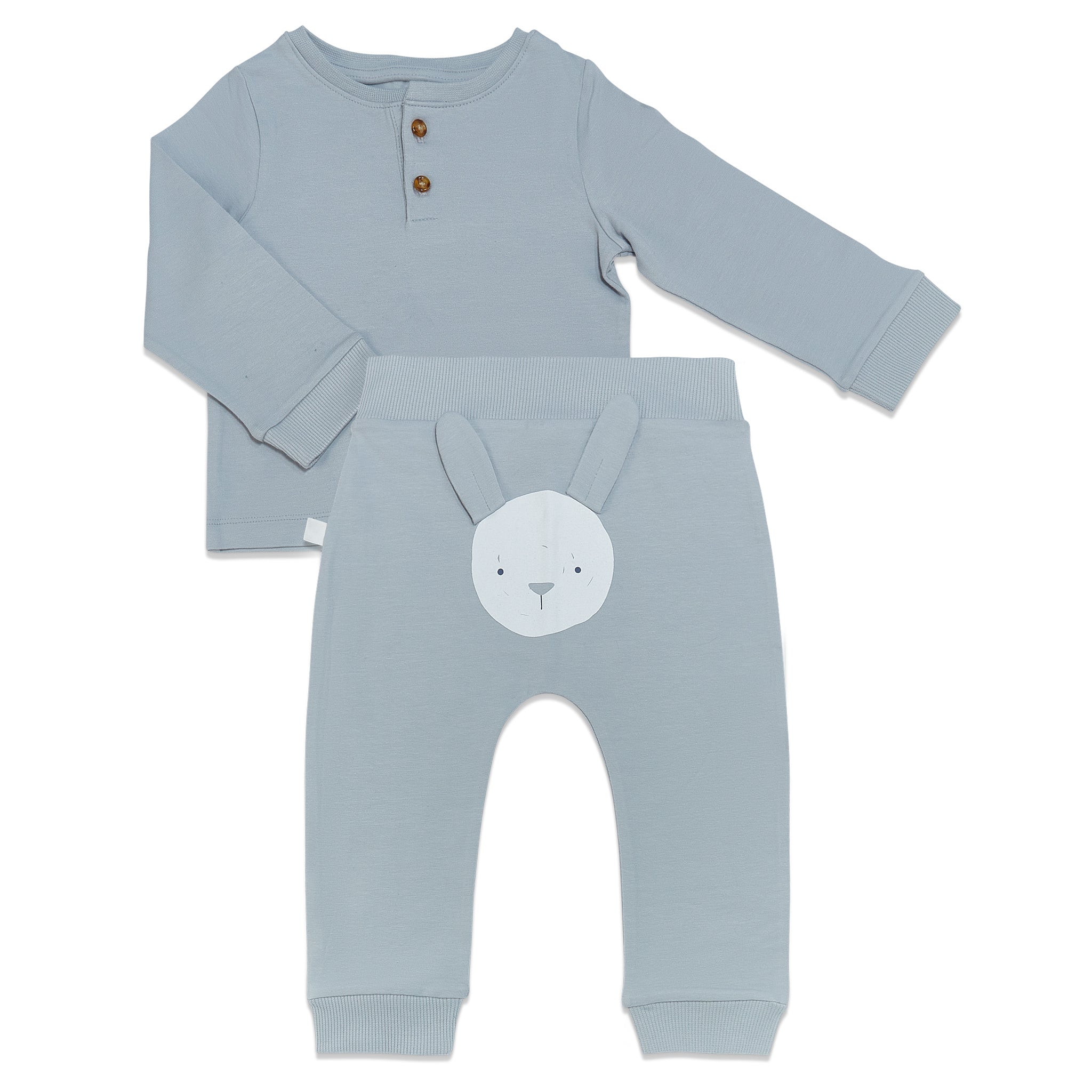 RETIRED - Organic Long Sleeve Bunny Pant Set - Pearl Blue、mySite、g9winljtr