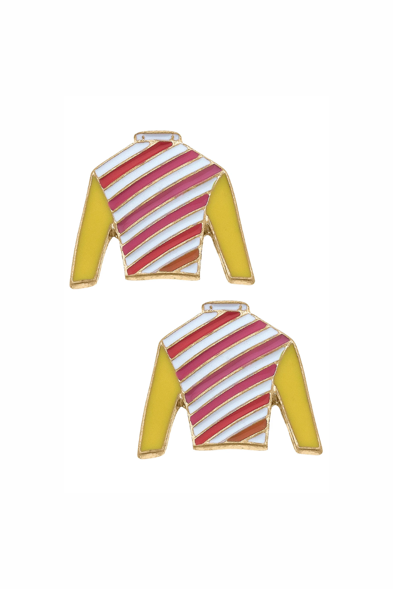 Ferdinand Jockey Silk Enamel Stud Earrings - FINAL SALE、mySite、hinf8tx79