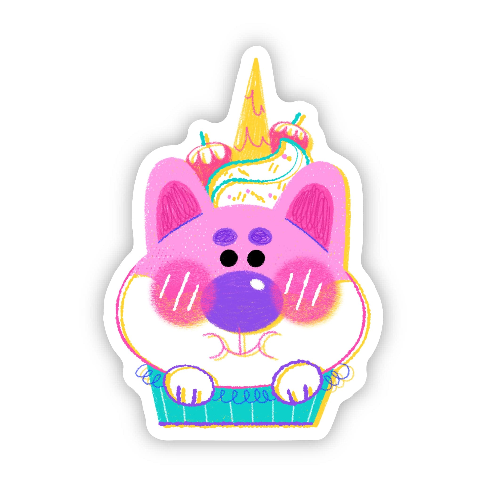  Cute Dog Cupcake Sticker、mySite、elrpsem3k