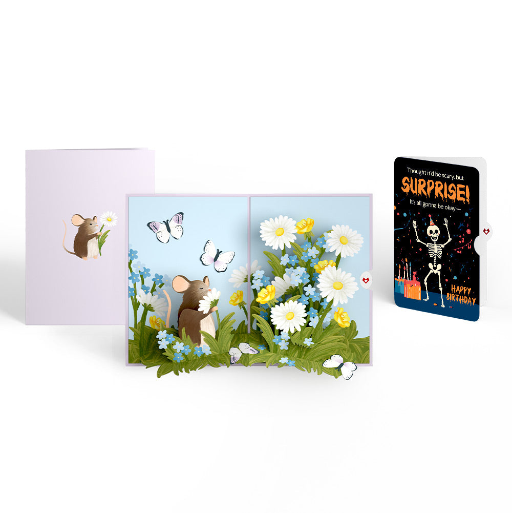 Field Mouse in the Flowers Birthday Pop-Up Card and Surprise Skeleton Sentiment Set、mySite、solidvoid