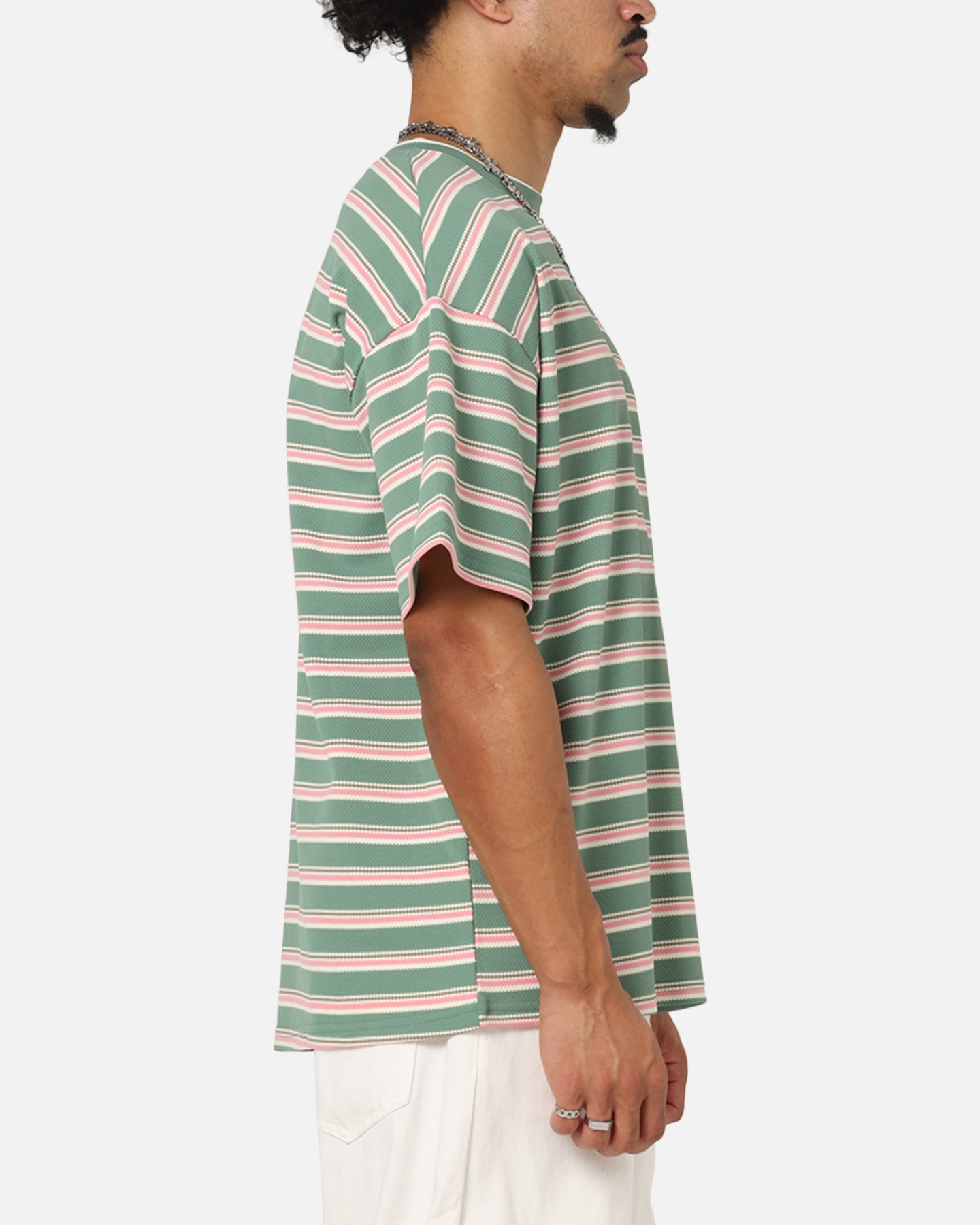 XXIII Standard Stripe T-Shirt Green/Pink、mySite、zt4zffjzw