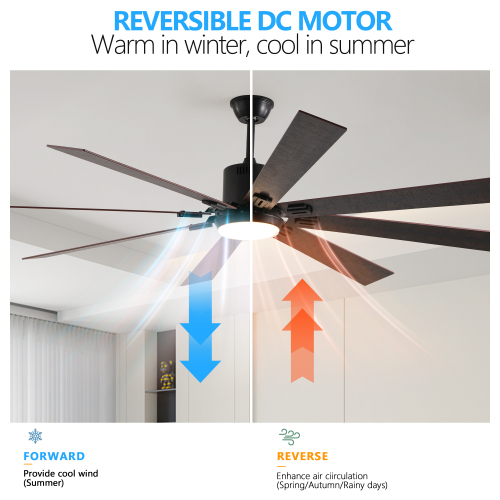60" Modern Wood Ceiling Fan with Light and Remote Control,6-Speed Noiseless Reversible DC Motor, Ceiling Fan for Kitchen Dinning Living Room、、eastwooduniform