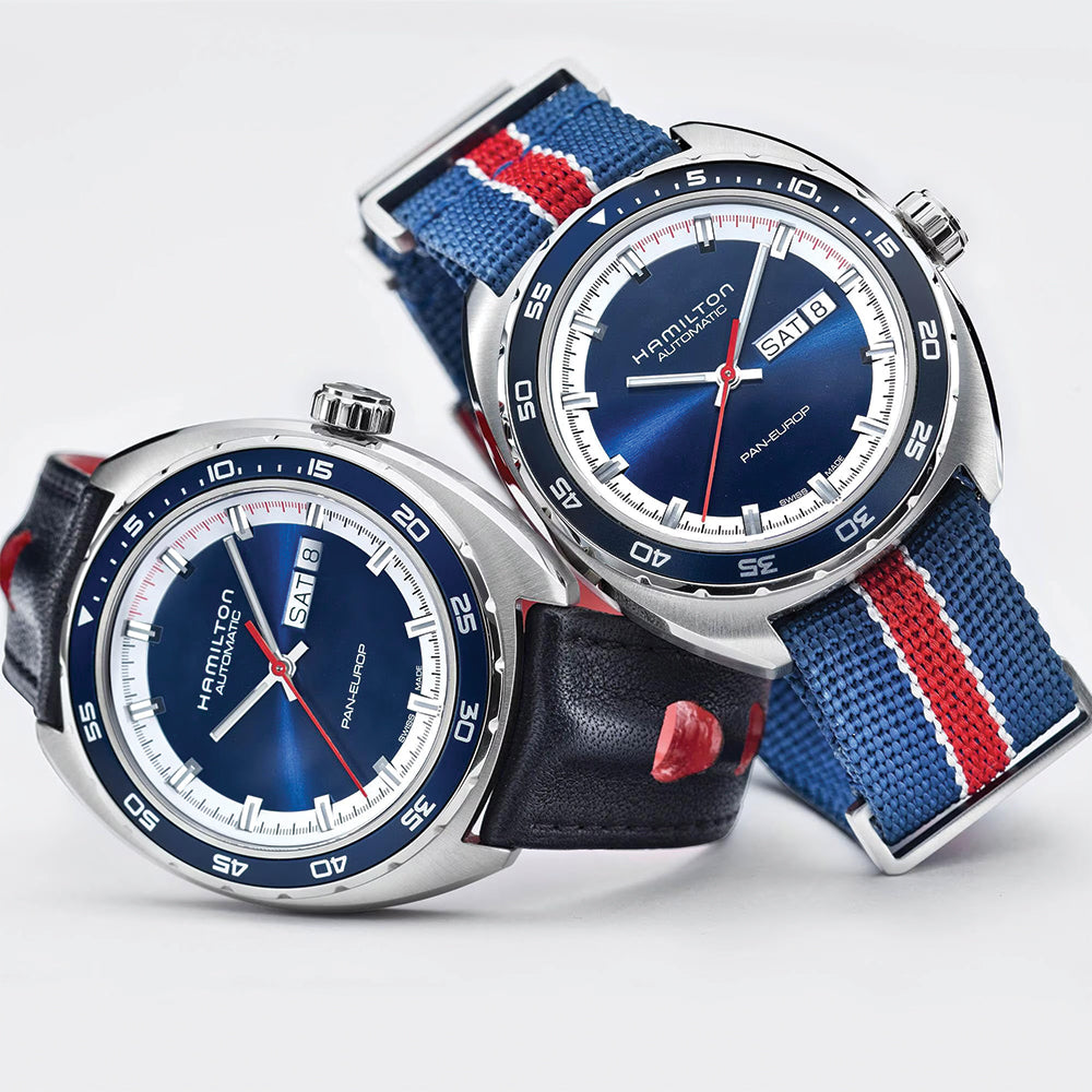 American Classic Pan Europ Day Date Auto 42mm - Blue on Leather and Two-Piece Strap、mySite、botmansion