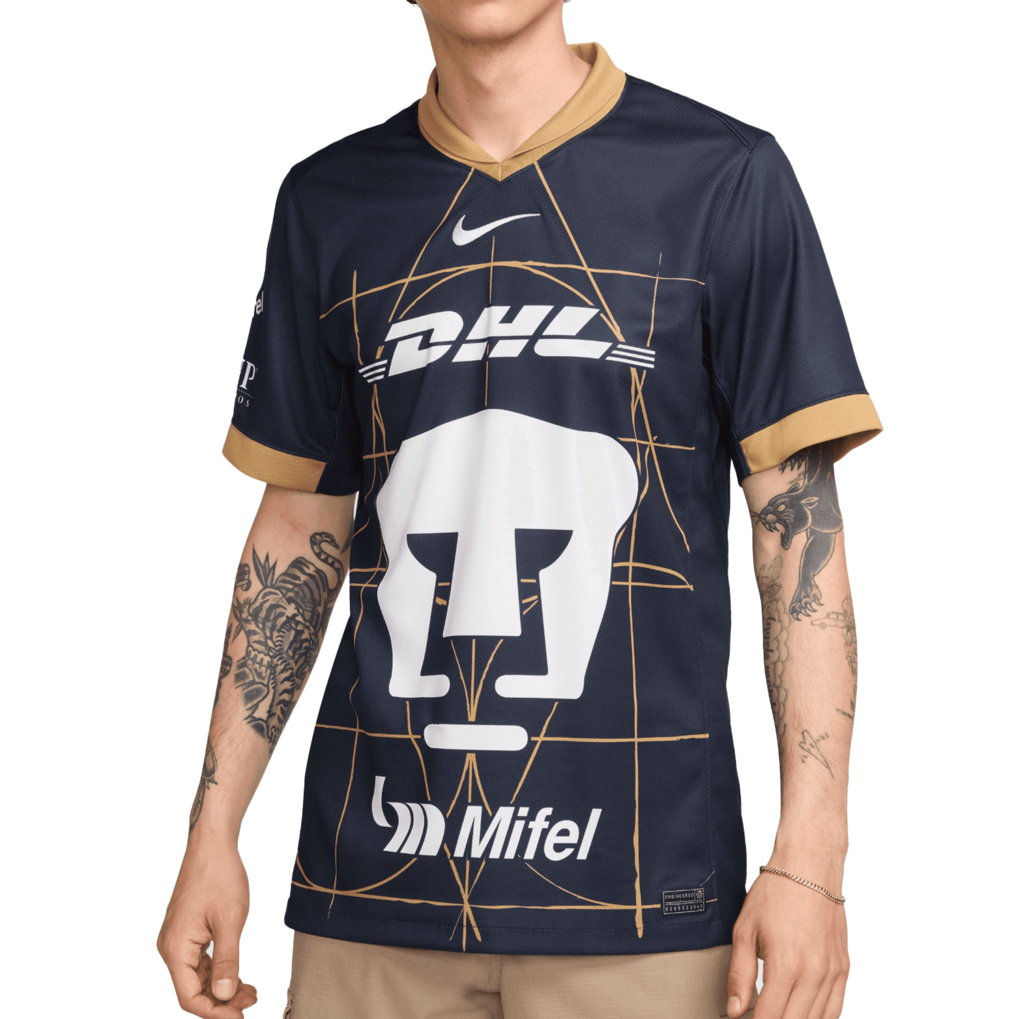 Nike Men's Pumas UNAM 2024/25 Away Jersey Obsidian/Truly Gold/White、mySite、noshort