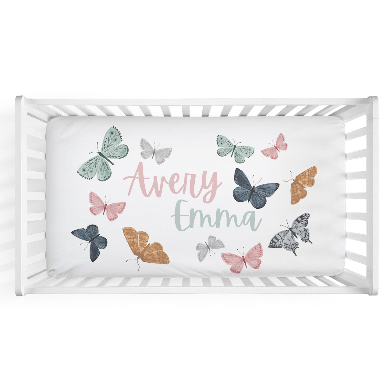  Bentley's Butterfly Personalized Crib Sheet、mySite、layawaytickets