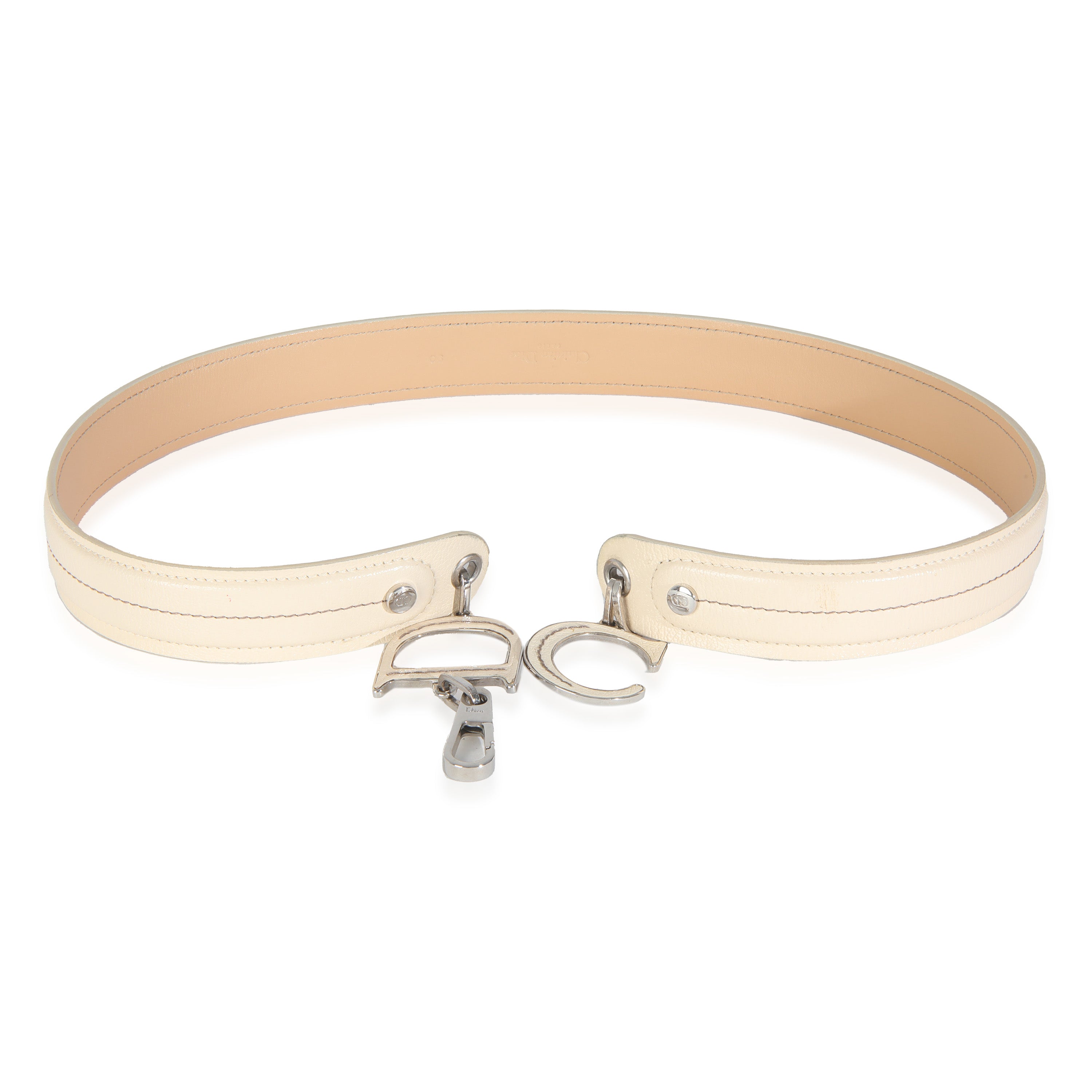 Vintage White Leather CD Charm Waist Belt、mySite、garagedoors4me