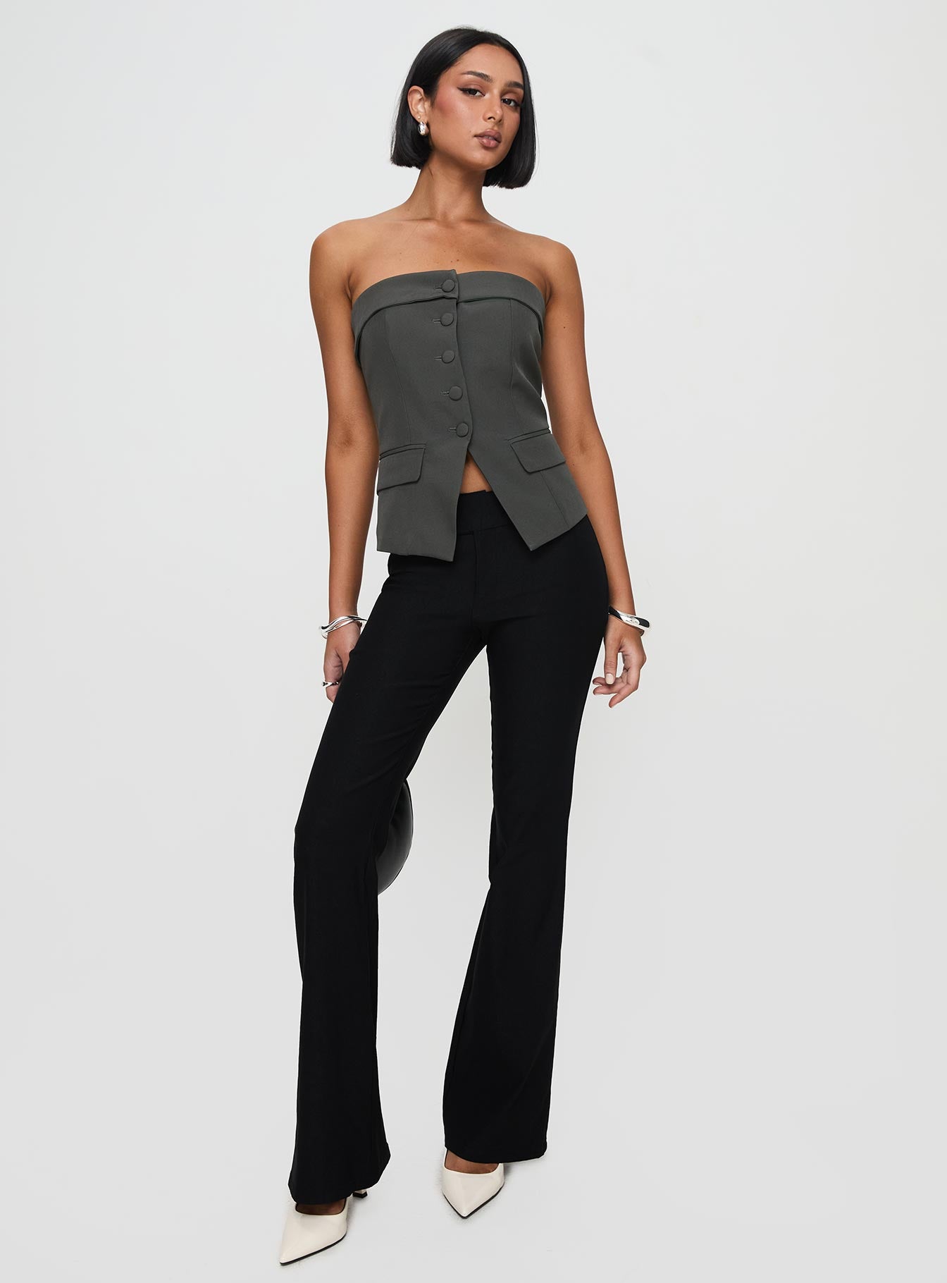 Change It Up Strapless Top Grey、mySite、solidvoid