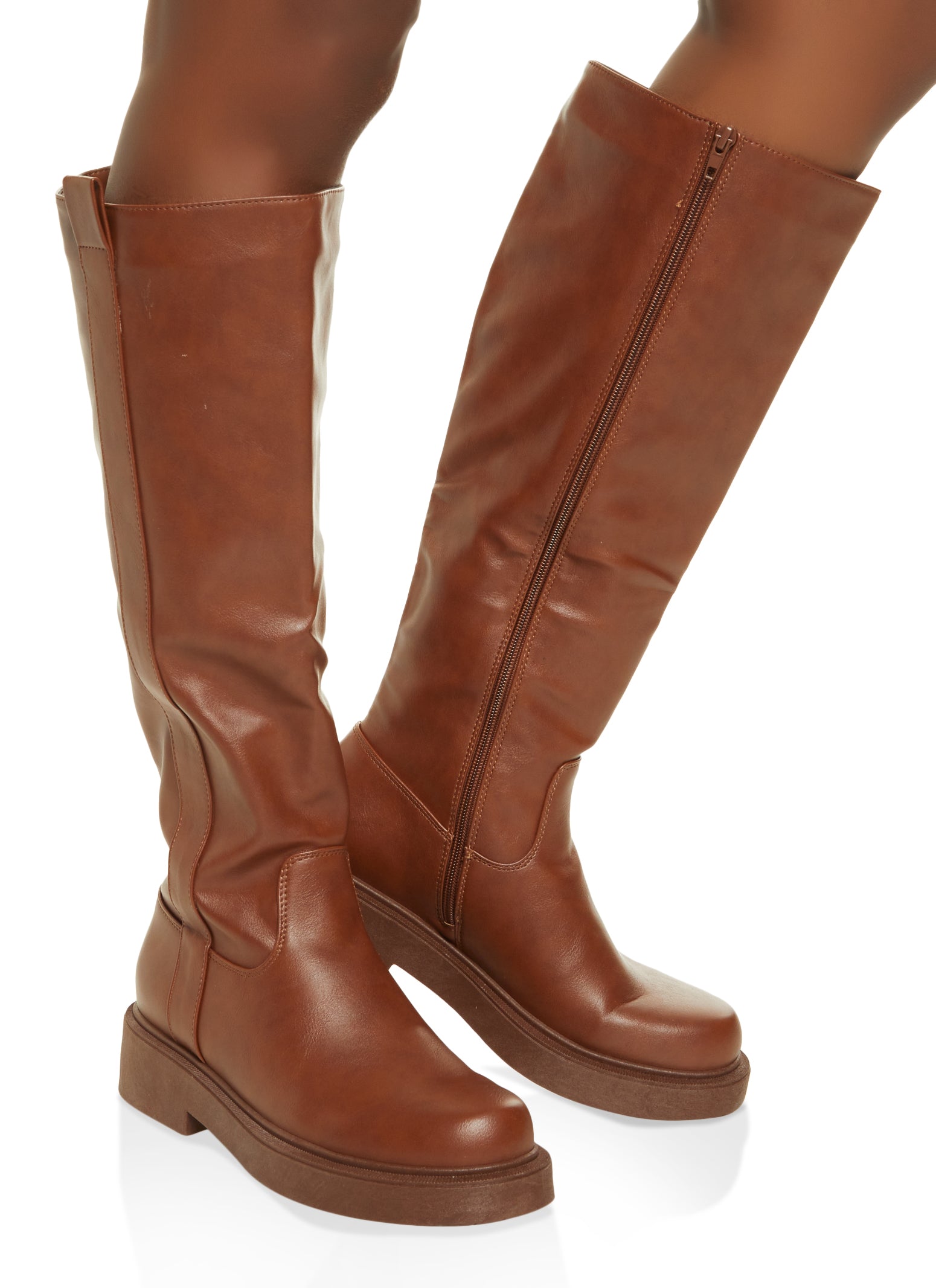 Faux Leather Zip Tall Boots、mySite、camillekostekn