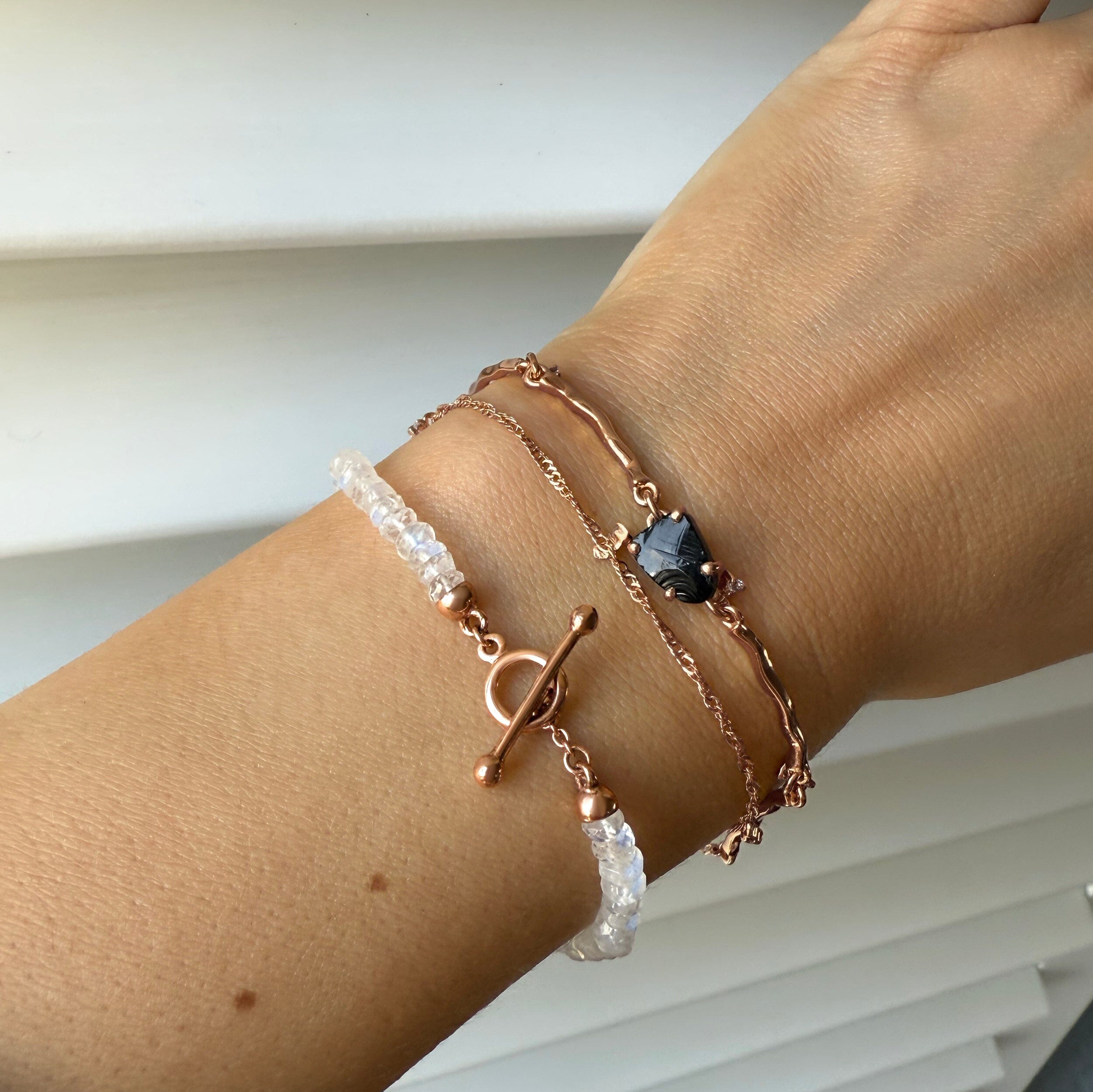 Black Obsidian & Moonstone Bracelet Stack - Energy Armor、mySite、hinf8tx79