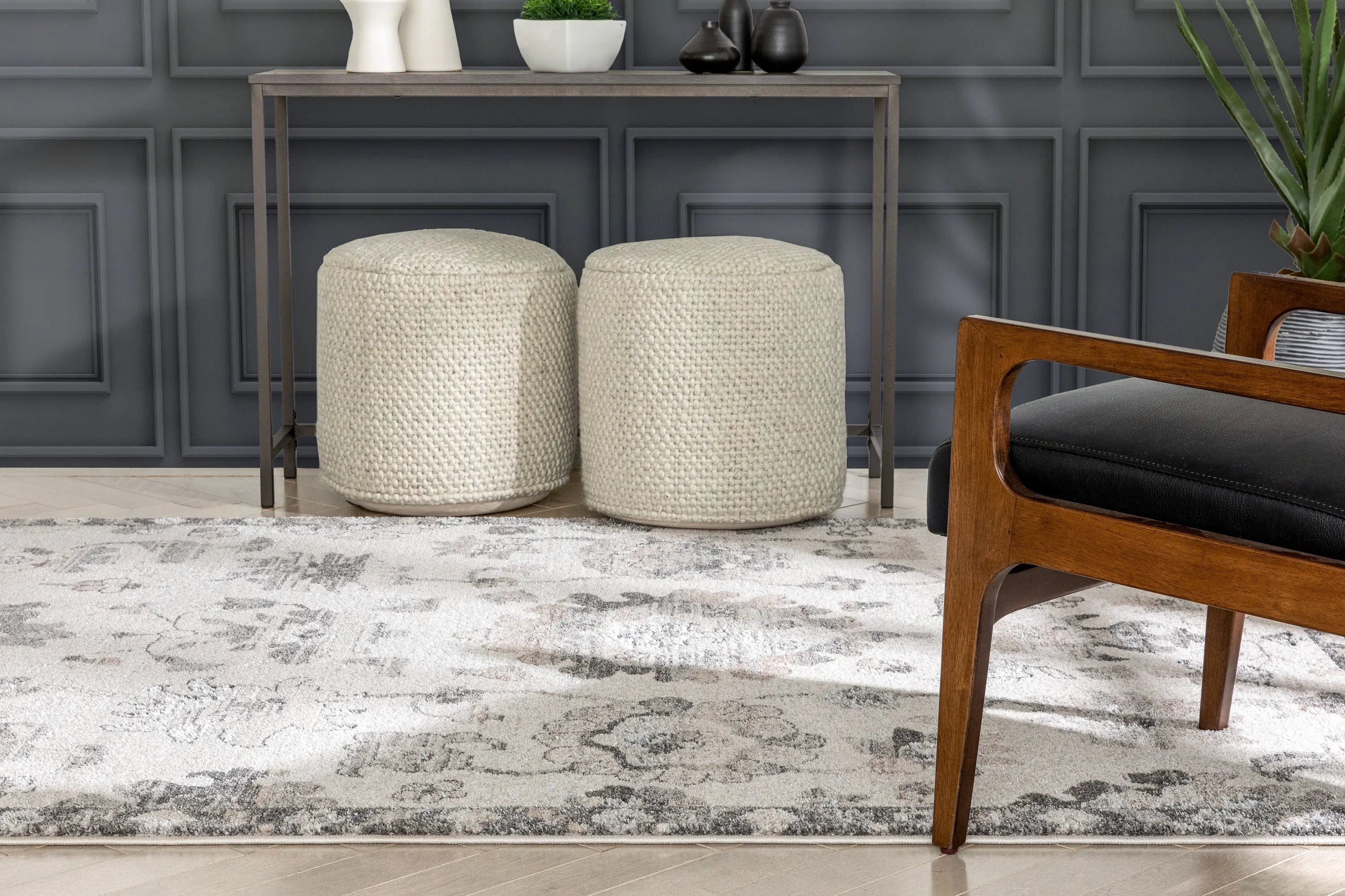 Selma Oriental Floral Pattern Grey Vintage Rug、mySite、gigharbornorthrealestate