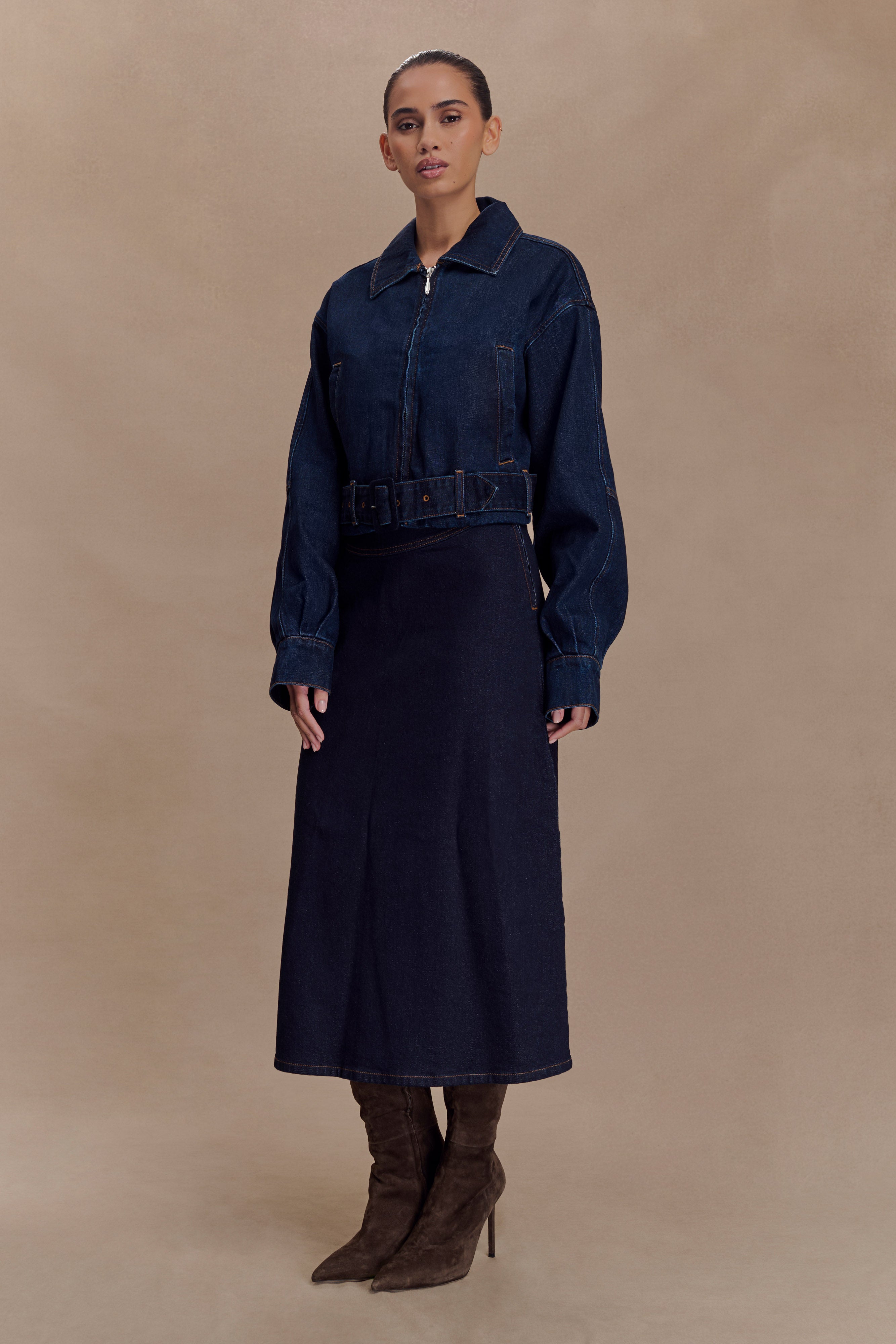 Fallon Cropped Denim Jacket - Indigo Blue、mySite、solidvoid