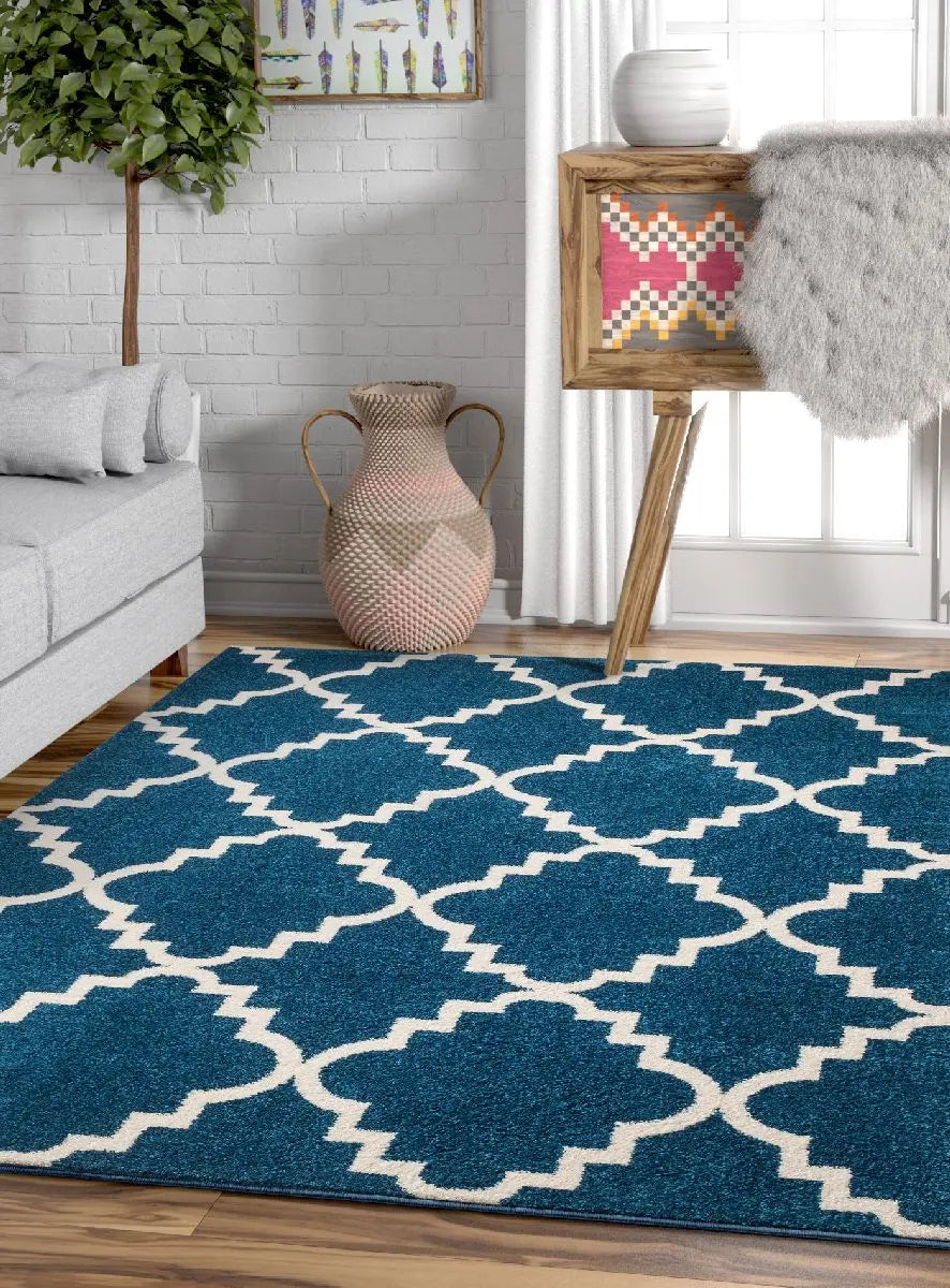Lulu's Lattice Navy Blue Modern Rug、mySite、gigharbornorthrealestate