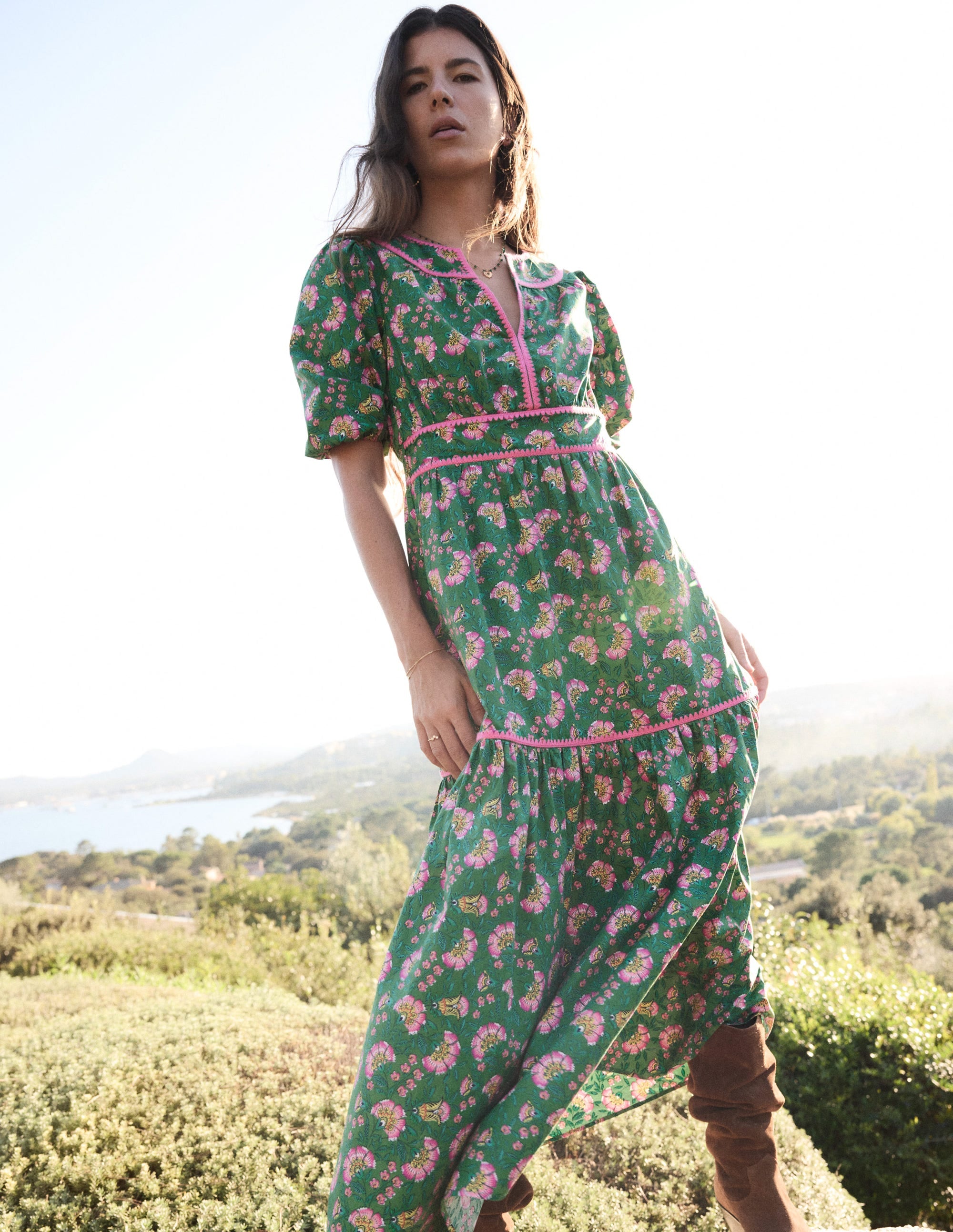  Rhea Embroidered Midi Dress-Green, Decorative Vine、mySite、ashleygrahame
