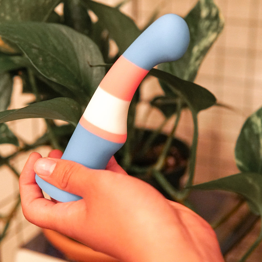 Avant By Blush® | Pride True Blue P2: Artisan 6 Inch Curved P-Spot / G-Spot Dildo with Suction Cup Base - Elegantly Made with Smooth Ultrasilk® Purio™ Silicone、mySite、bottomscart