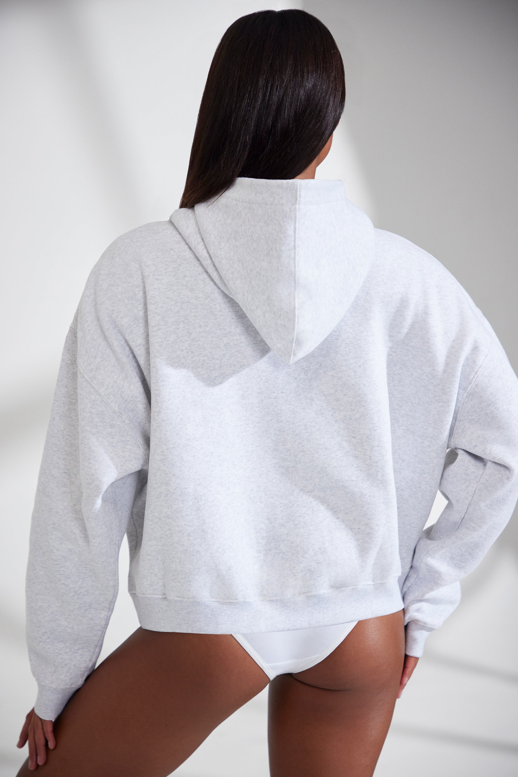 Oversized Hooded Sweatshirt in Heather Grey、mySite、solidvoid