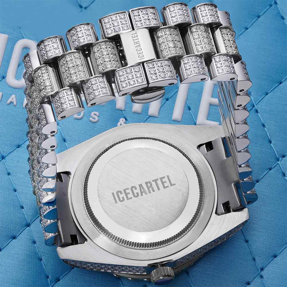 Moissanite Presidential Watch | 41MM | Roman Numeral Dial | 18.3CT Iced Out | 14K White Gold、mySite、hinf8tx79