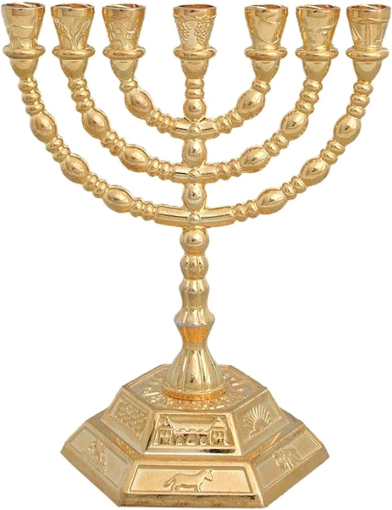 Holy Land Market Jewish Candle Sticks Menorah - 7 Branches - 12 Tribes of Israel Menorah、mySite、topwebapps