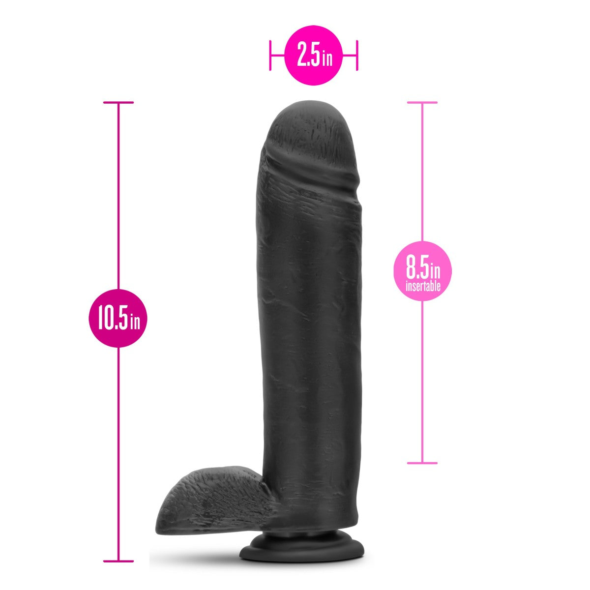 Au Naturel Bold By Blush® | Huge Realistic Black 10.5-Inch Long Dildo With Balls & Suction Cup Base、mySite、bottomscart