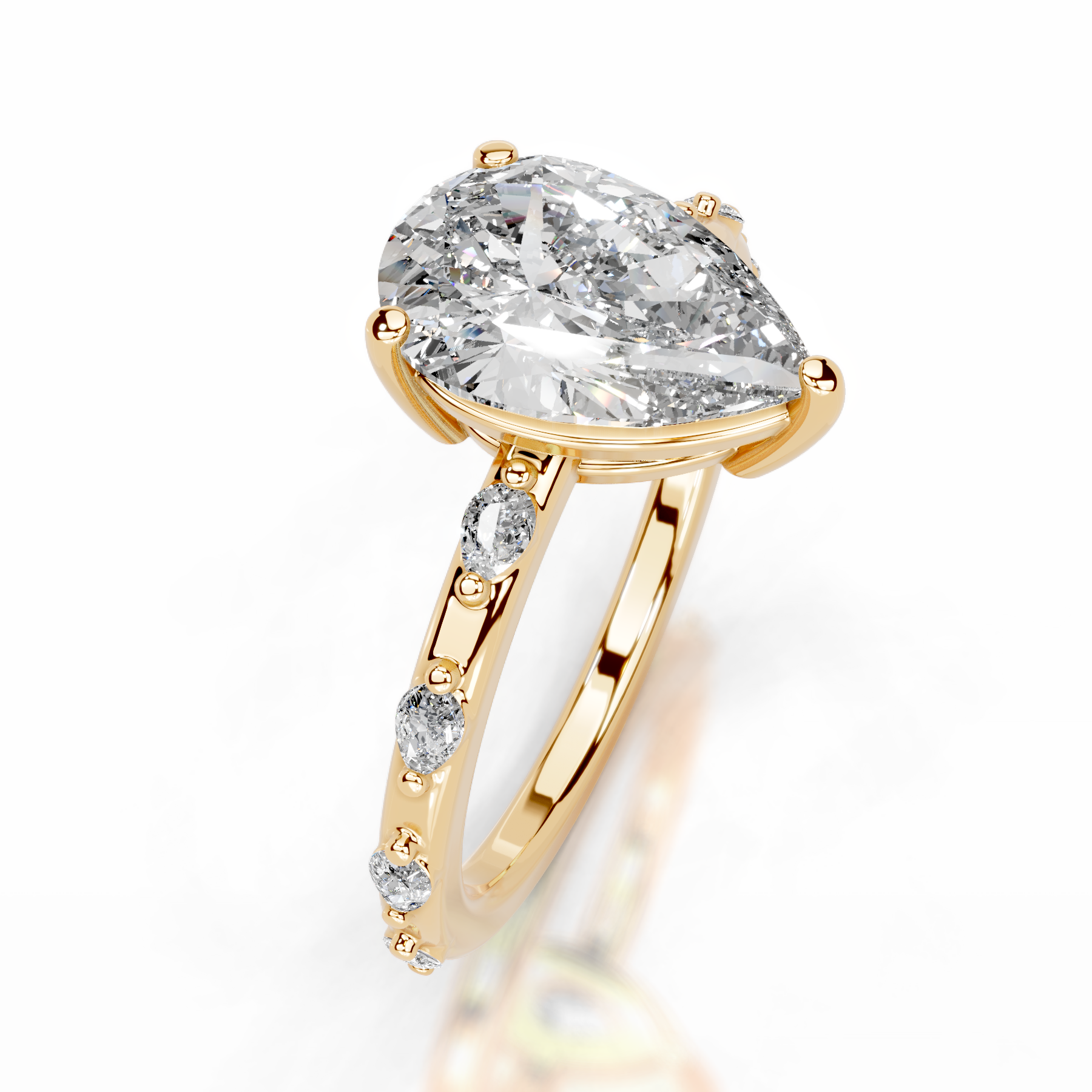 Nadya Lab Grown Diamond Ring (2.2 Carat) -18K Yellow Gold、mySite、hinf8tx79