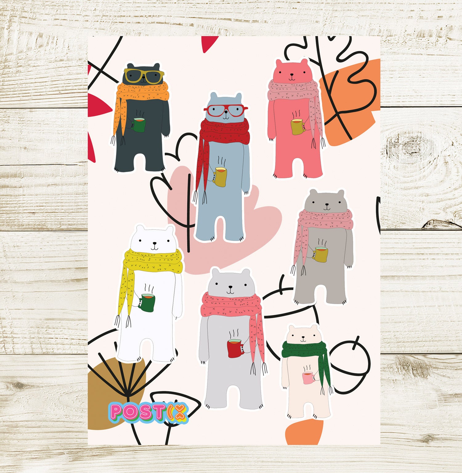  Bears with Mugs Sticker Sheet、mySite、ghnorth