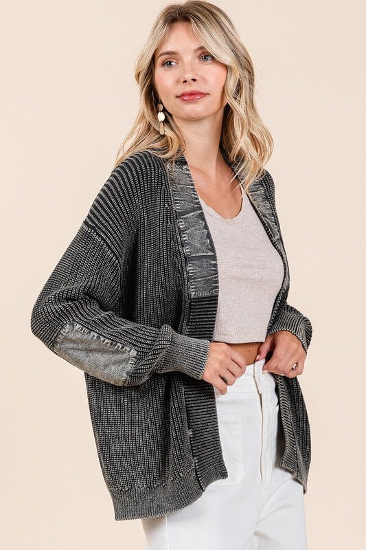 Mittoshop Contrast Patch Open Front Mineral Wash Cardigan、mySite、camillekostekn