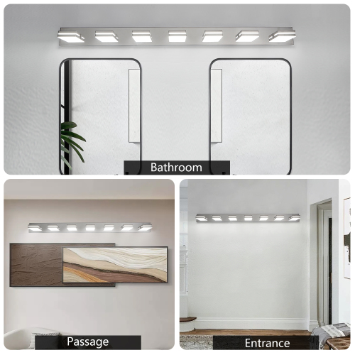 Modern Chrome LED Vanity Light, 5-Lights Wall Sconce for Bathroom and Mirror, Sleek Minimalist Design, Energy-Efficient, Easy to Install、、eastwooduniform