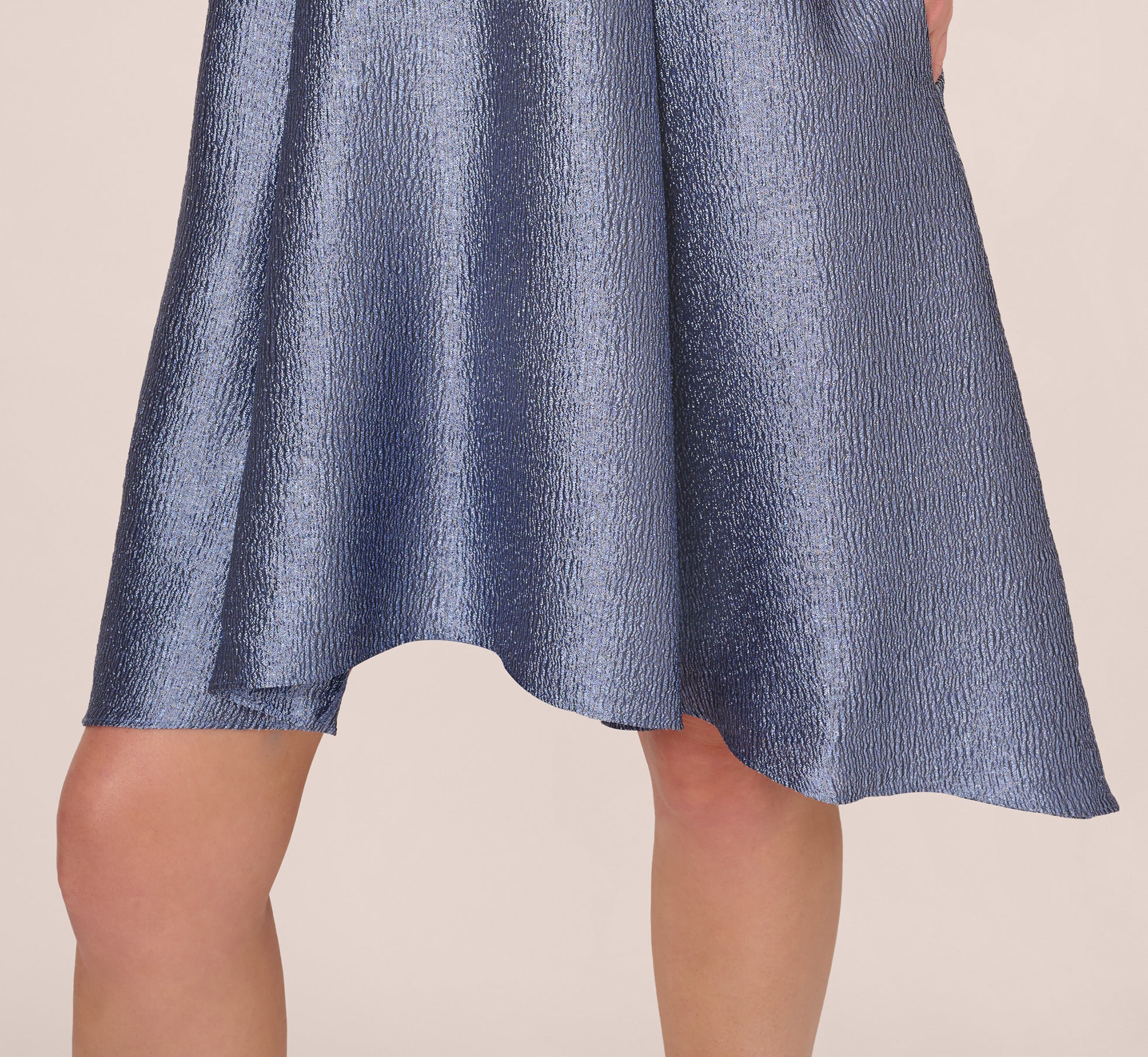 High Low Fit And Flare Crinkle Jacquard Dress In Spring Blue、mySite、solidvoid
