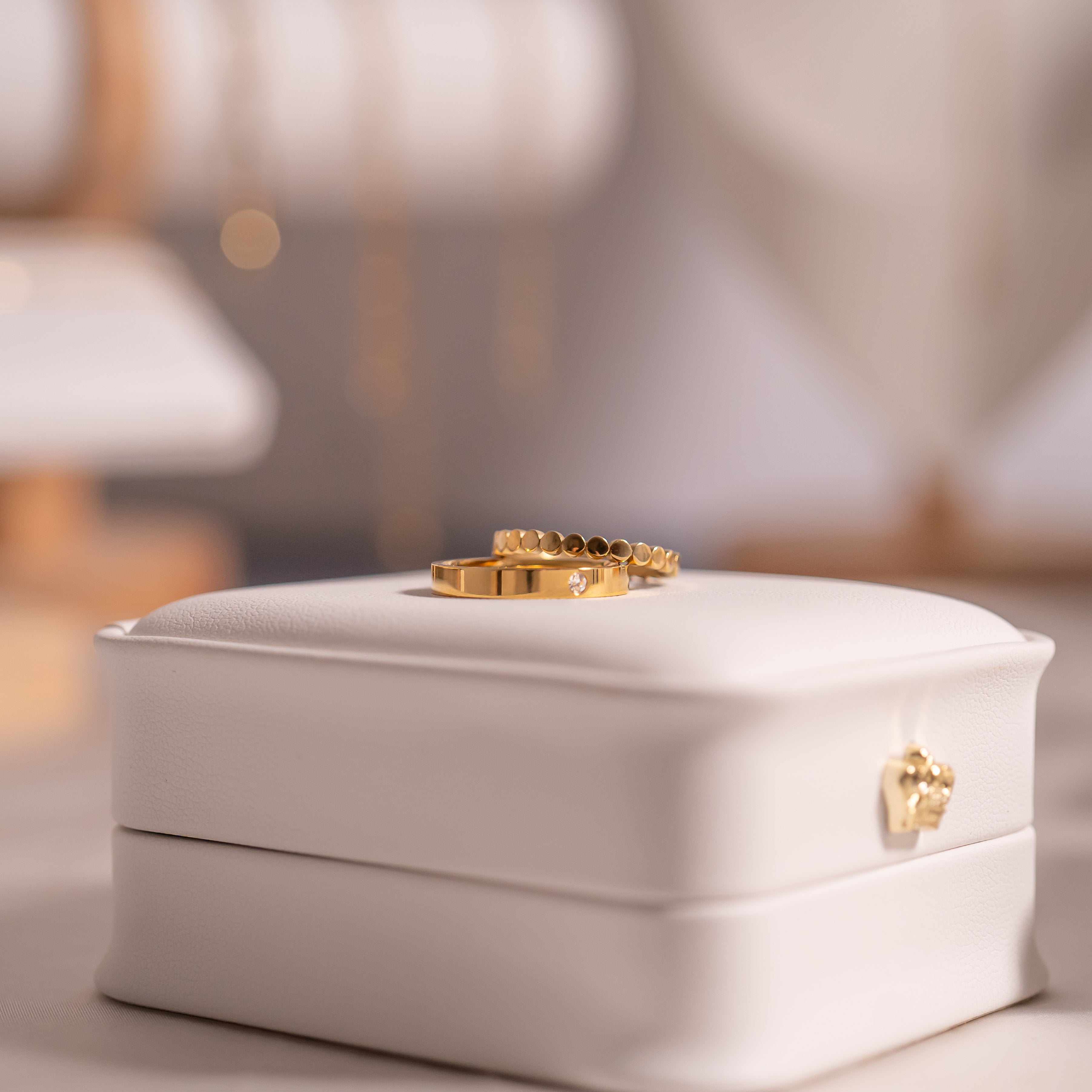 18K Gold PVD Stainless Steel Birthstone Engravable Stacking Ring / ZRJ1004、mySite、dreamappss