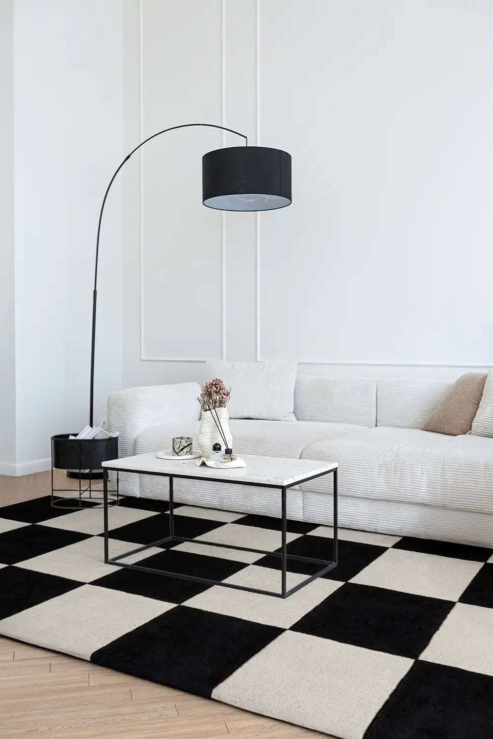 Black and White Large Checkered Hand Tufted Wool Area Rug、mySite、gigharbornorthrealestate