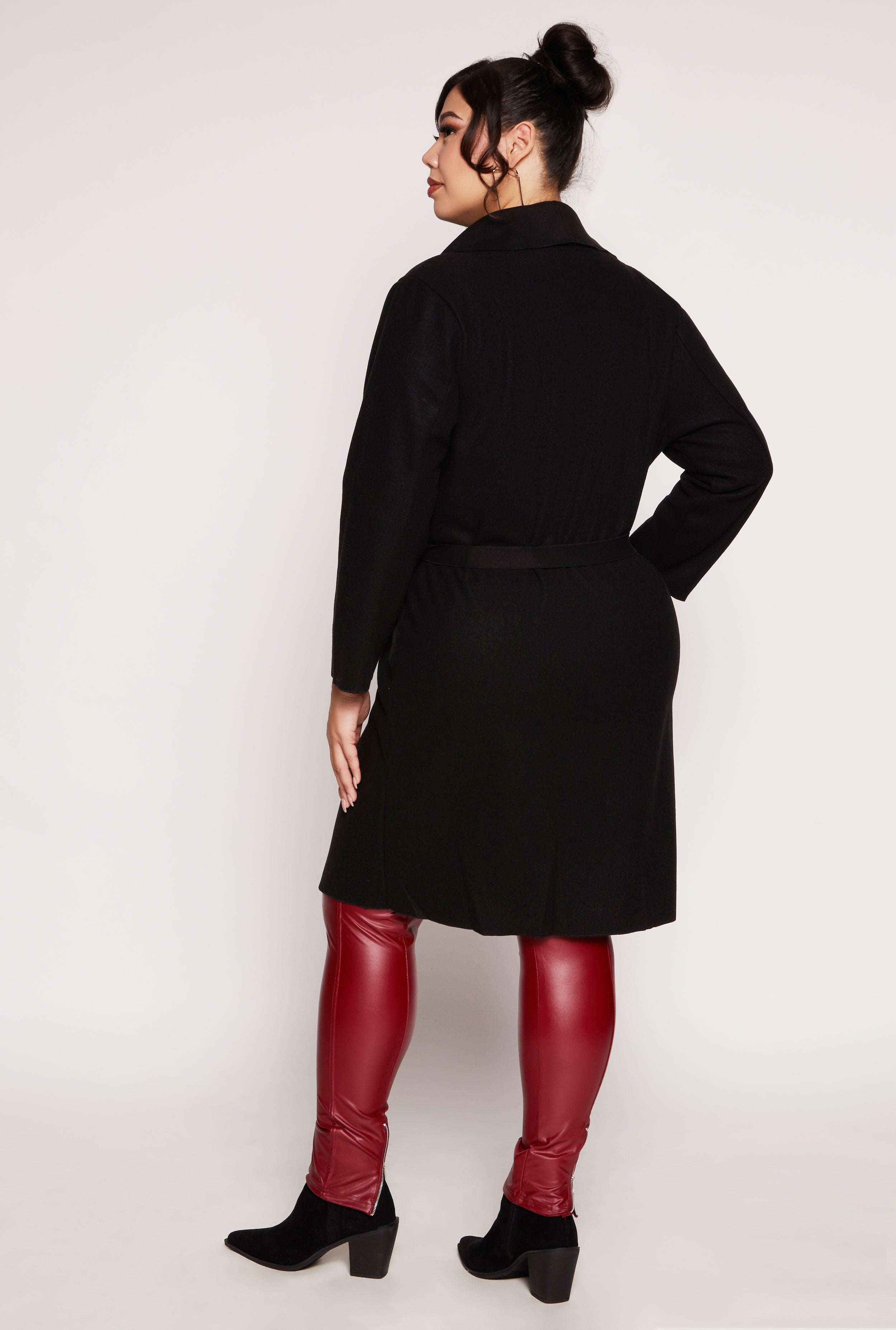 Plus Size Waterfall Collar Wrap Coat、mySite、camillekostekn