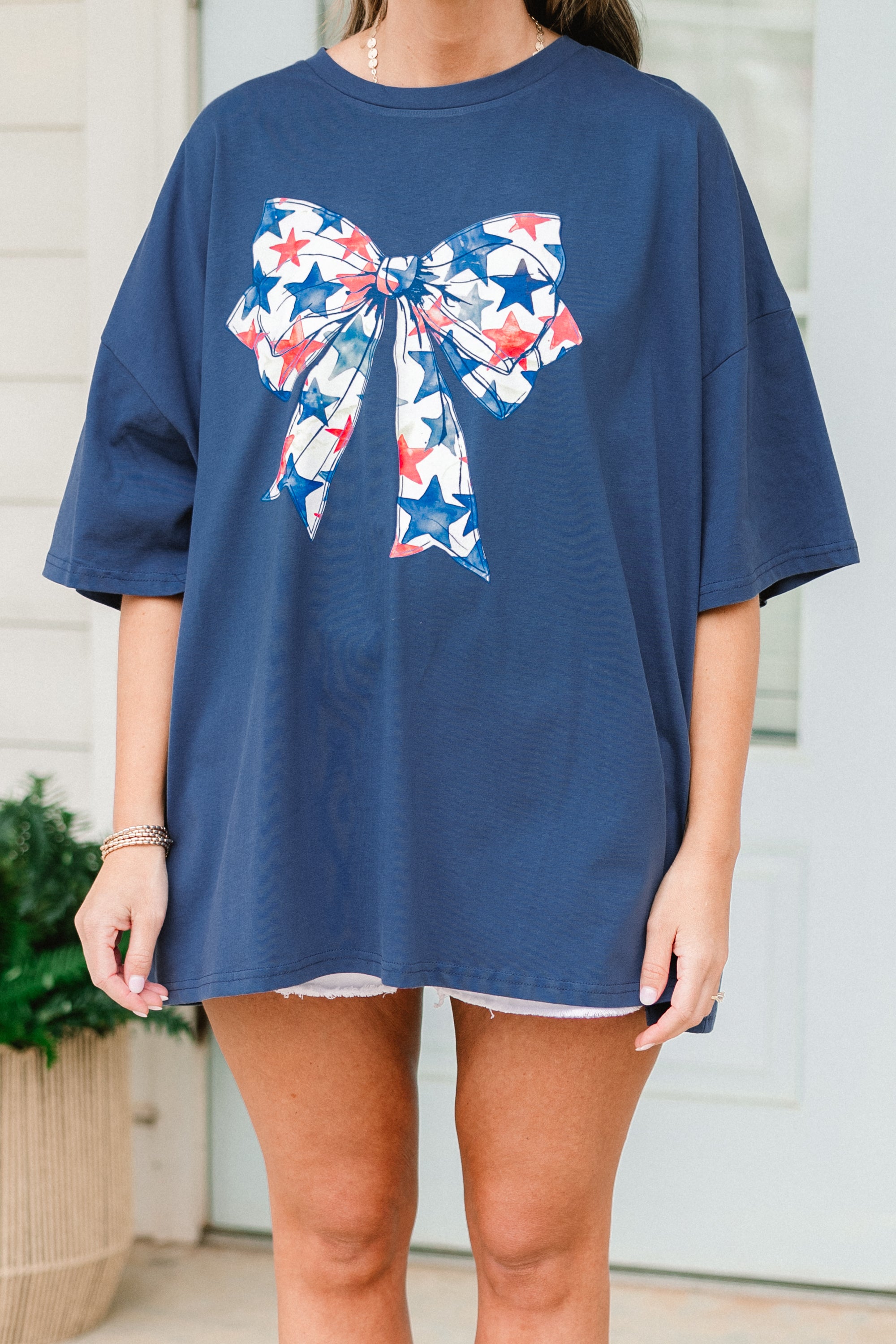  Starry Bow Boyfriend Tee, Navy、mySite、justintrudeaud