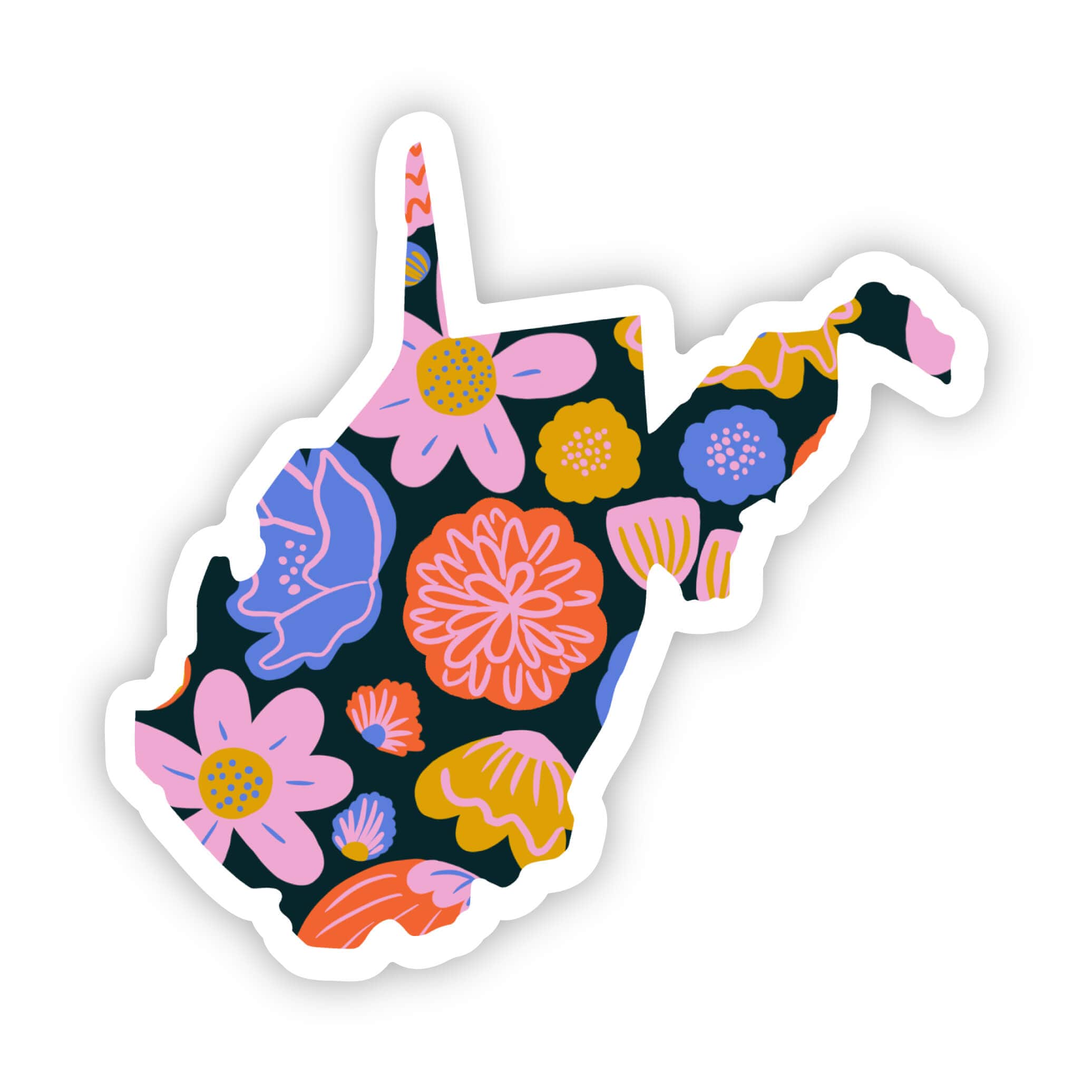  West Virginia Sticker - Colorful Flower、mySite、ghnorth