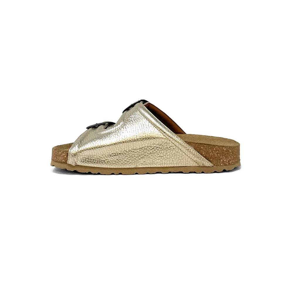Barbara Metallic Slide Footbed Sandals、mySite、gtrtttuynbv