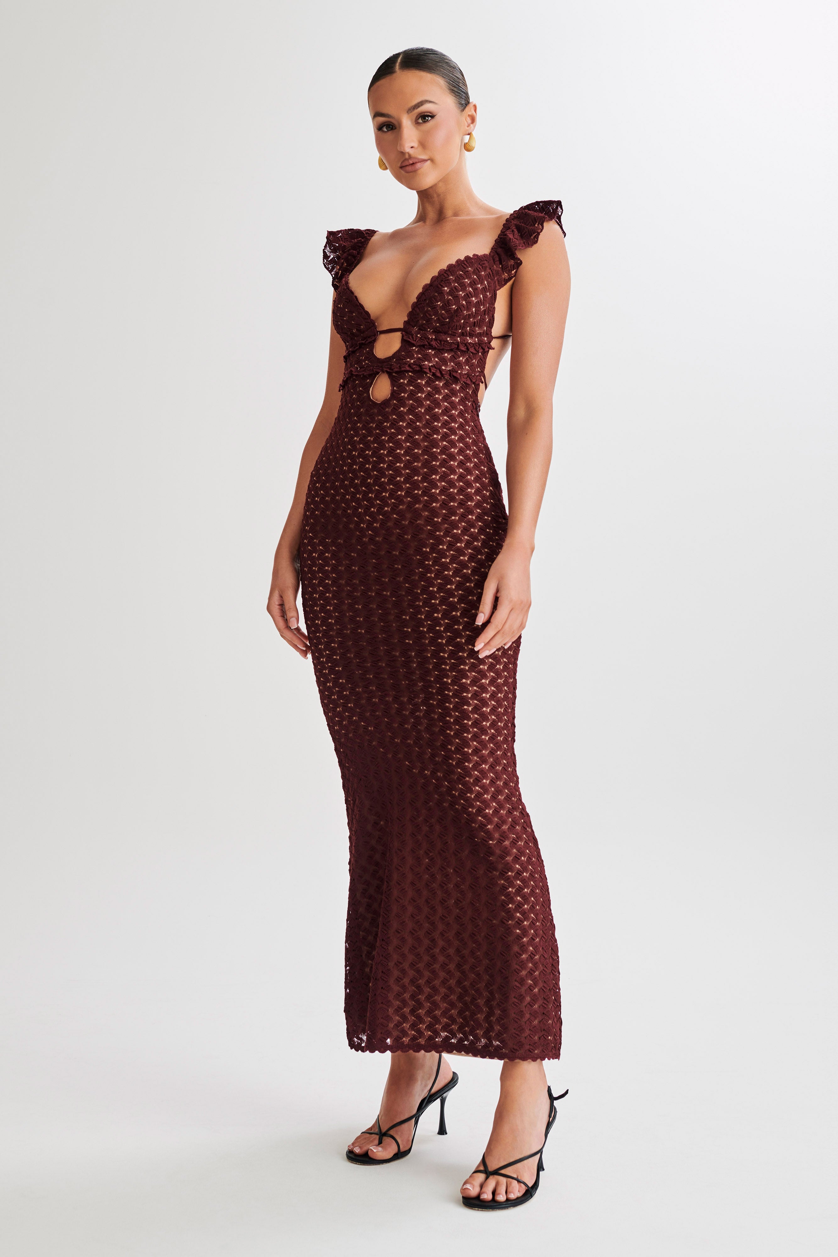 Ezra Lace Maxi Dress - Plum、mySite、solidvoid