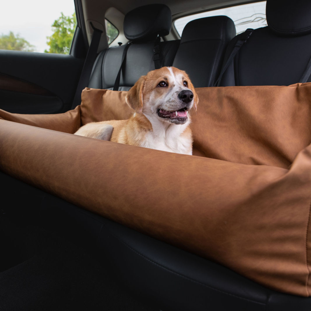 PupProtector™ Faux Leather Memory Foam Dog Car Bed - Camel、mySite、solidvoid