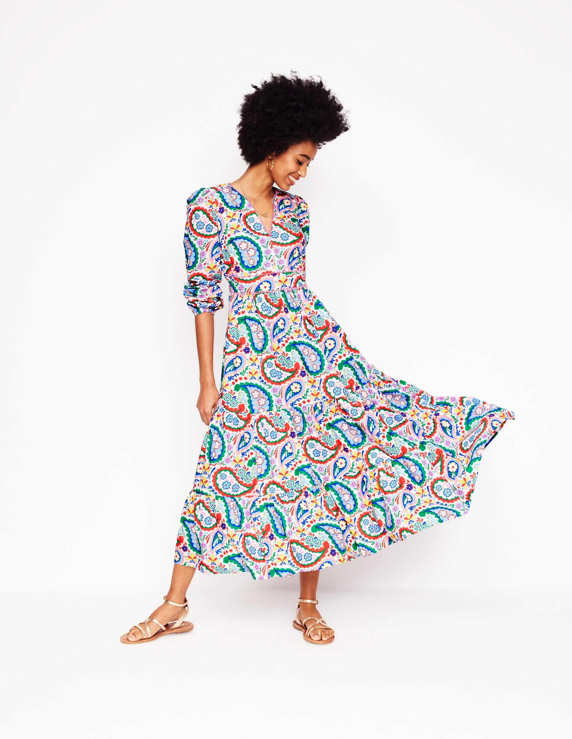  Violet Cotton Midi Dress-Multi, Meadow Paisley、mySite、ashleygrahame