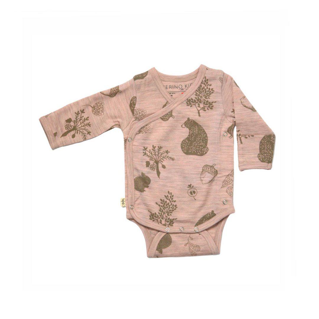  Merino Kids Cocooi Long Sleeve Kimono Bodysuit - Bear Print - Misty Rose、mySite、merchandisen