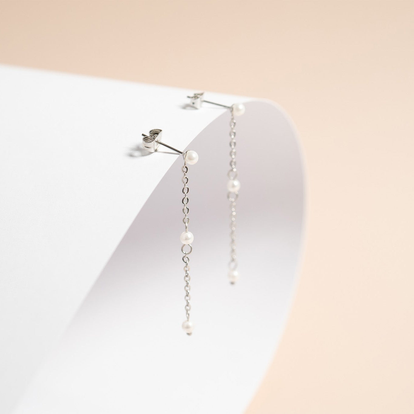 18K Gold PVD Stainless Steel Pearl Dangle Earrings / ERJ0063、mySite、dreamappss