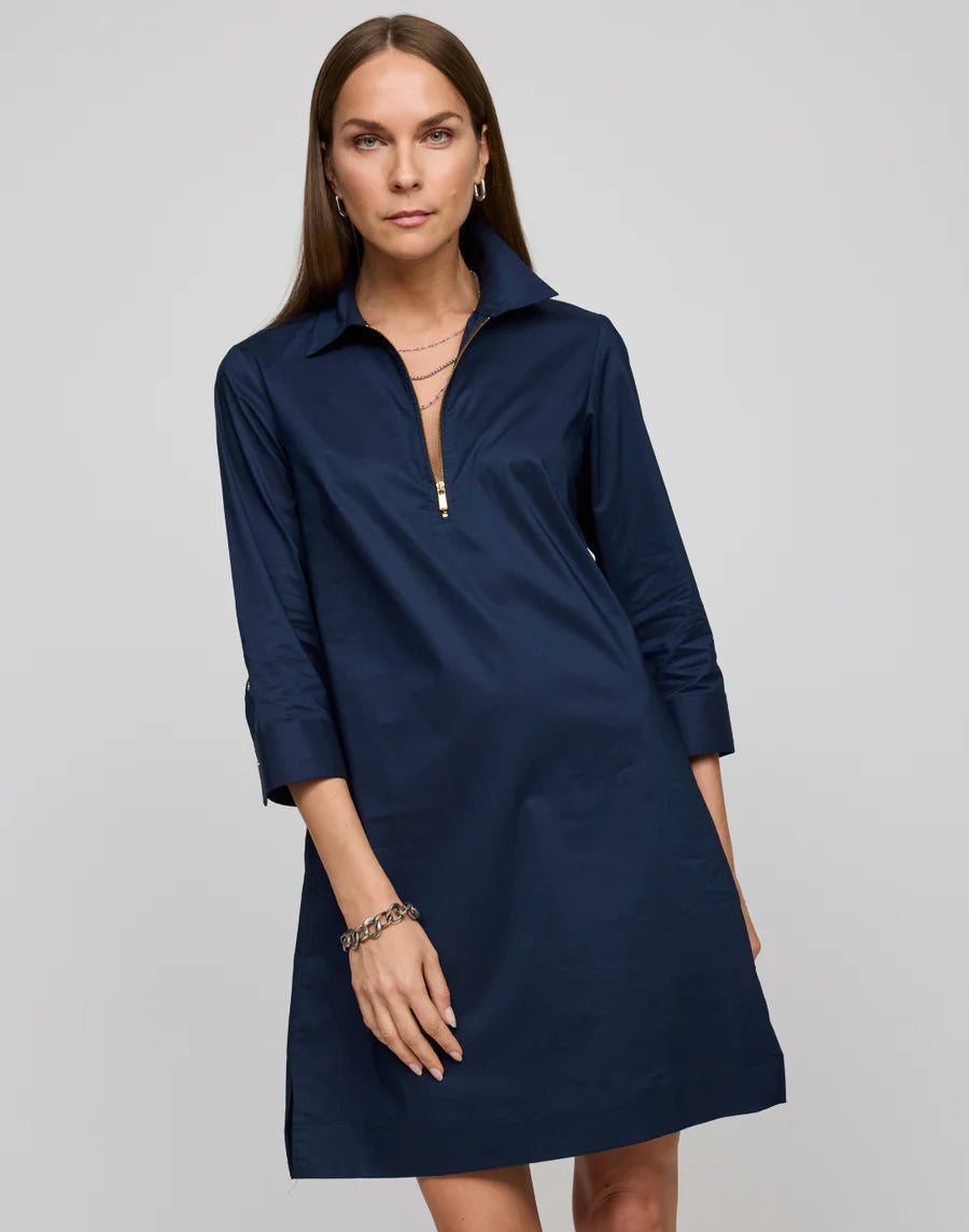 Hinson Wu Alessa 3/4 Sleeve Dress, Navy、mySite、noshort