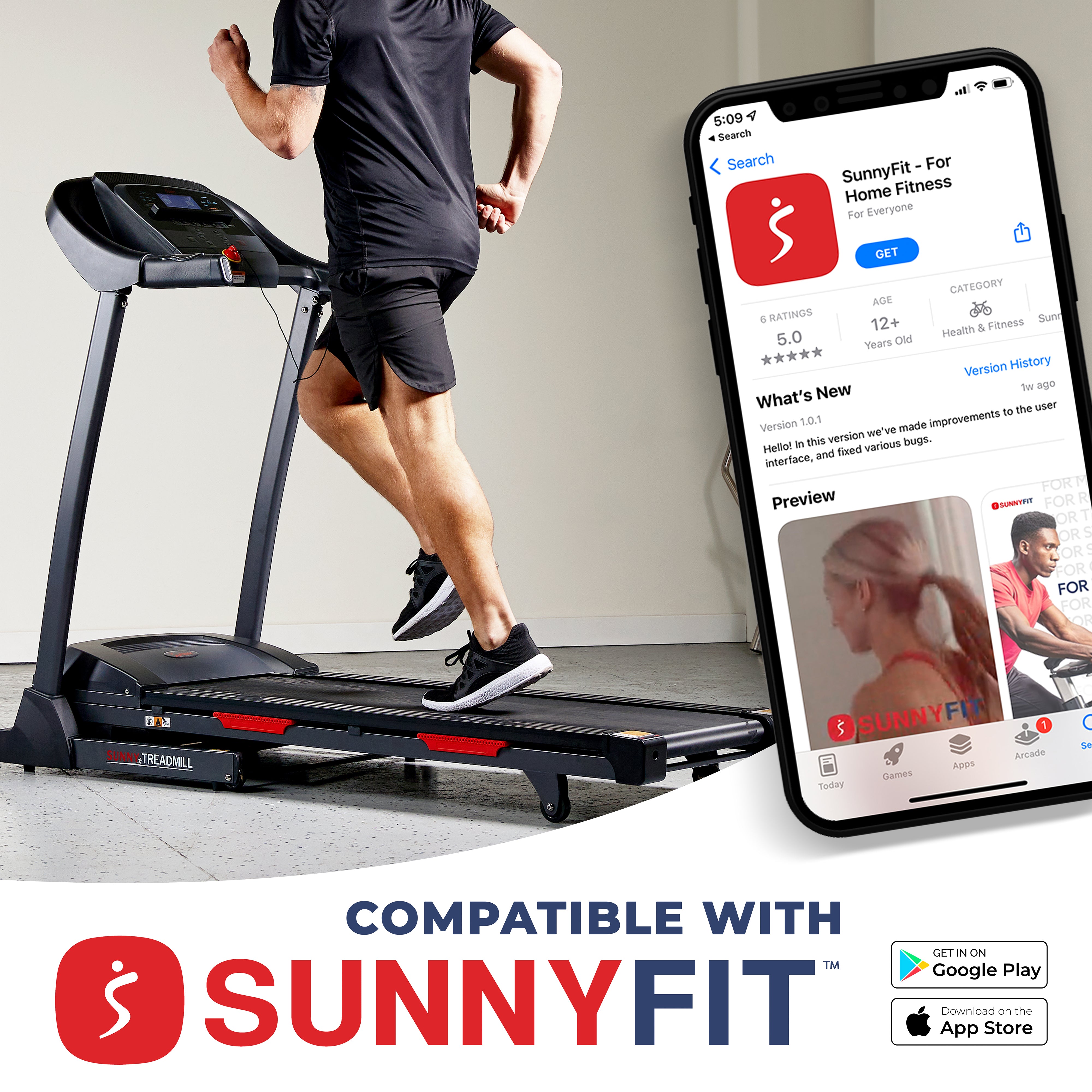  Premium Folding Auto-Incline Smart Treadmill with Exclusive SunnyFit® App Enhanced Bluetooth Connectivity、mySite、ghnorth