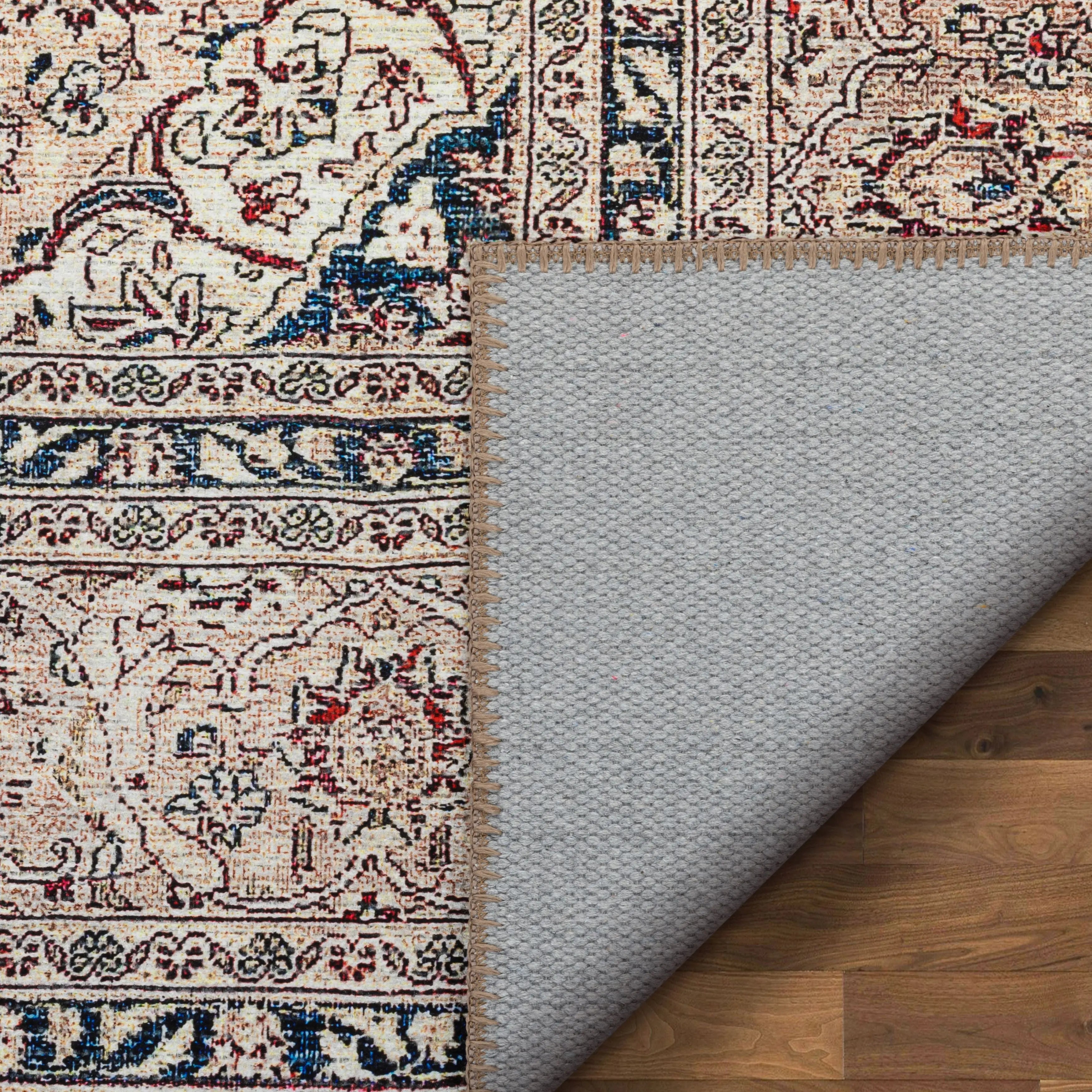 Tonti Machine Washable Vintage Medallion Oriental Red Flat-Weave Distressed Rug、mySite、gigharbornorthrealestate