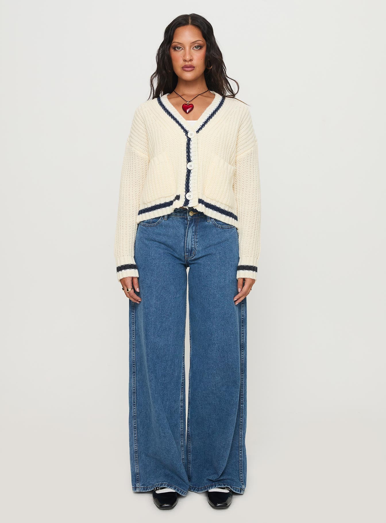 Tavian Knit Cardigan Navy / Cream、mySite、solidvoid