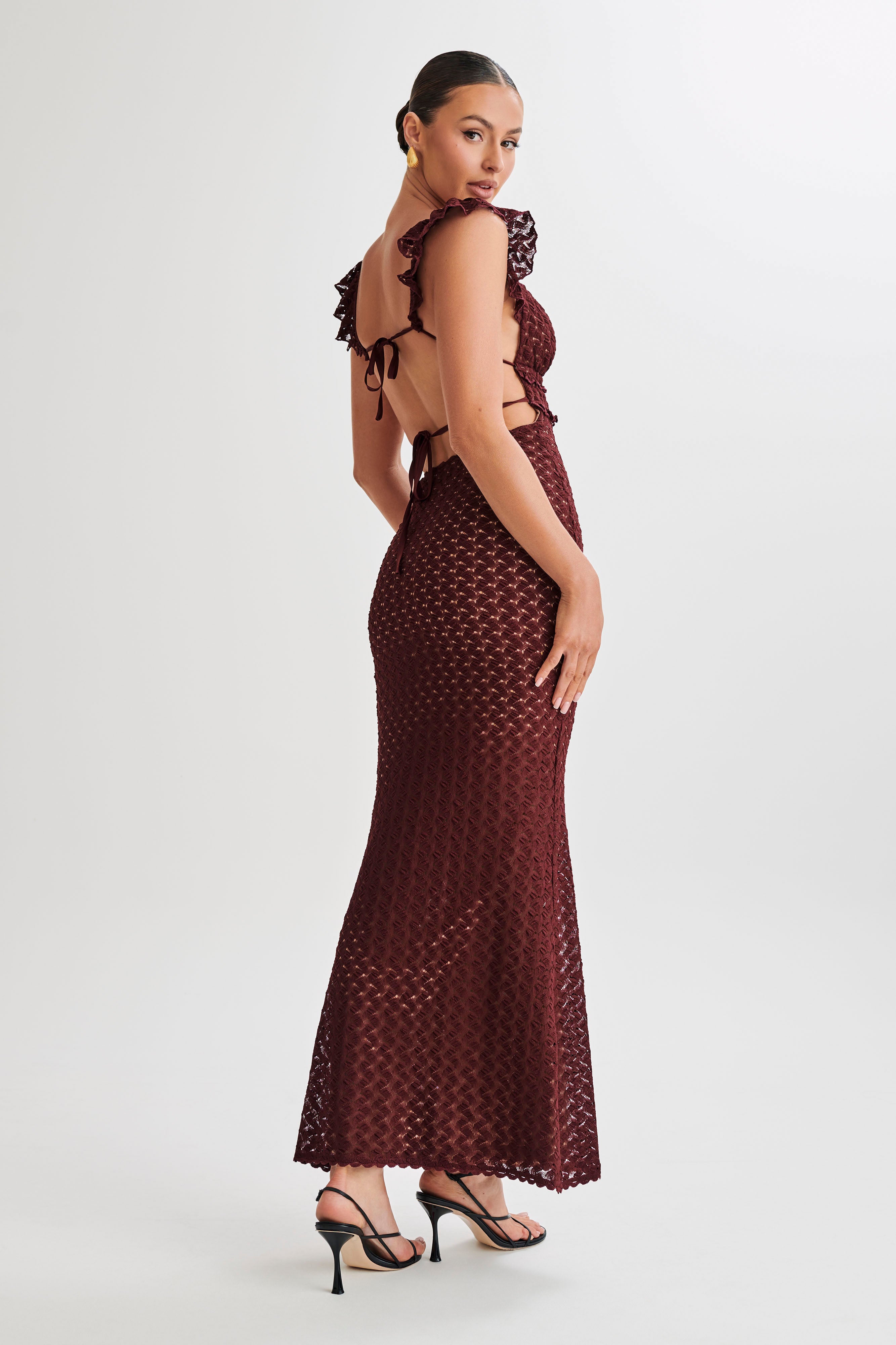 Ezra Lace Maxi Dress - Plum、mySite、solidvoid