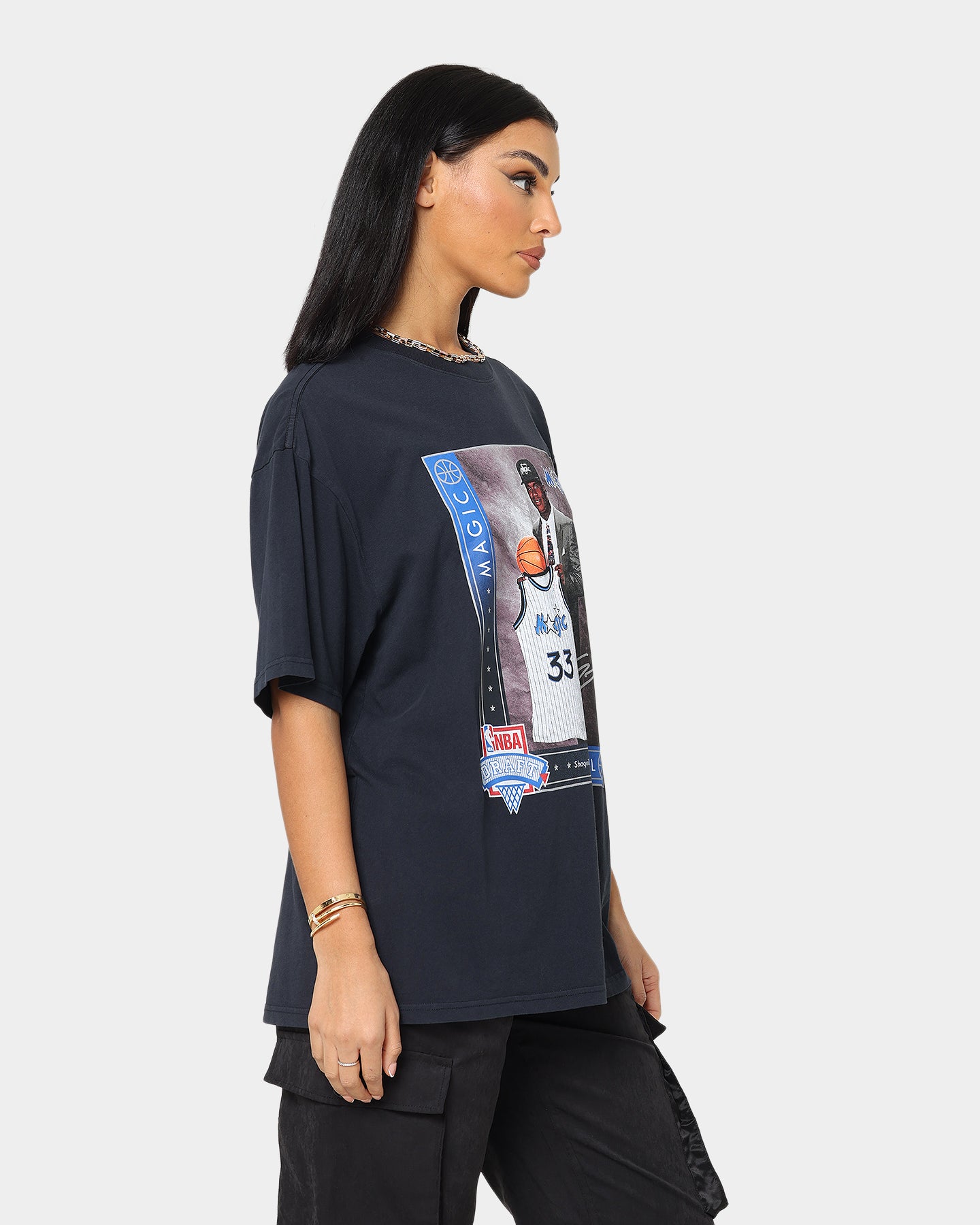 Mitchell & Ness Orlando Magic Shaquille O'Neal Draft Day Vintage T-Shirt Faded Black、mySite、zt4zffjzw