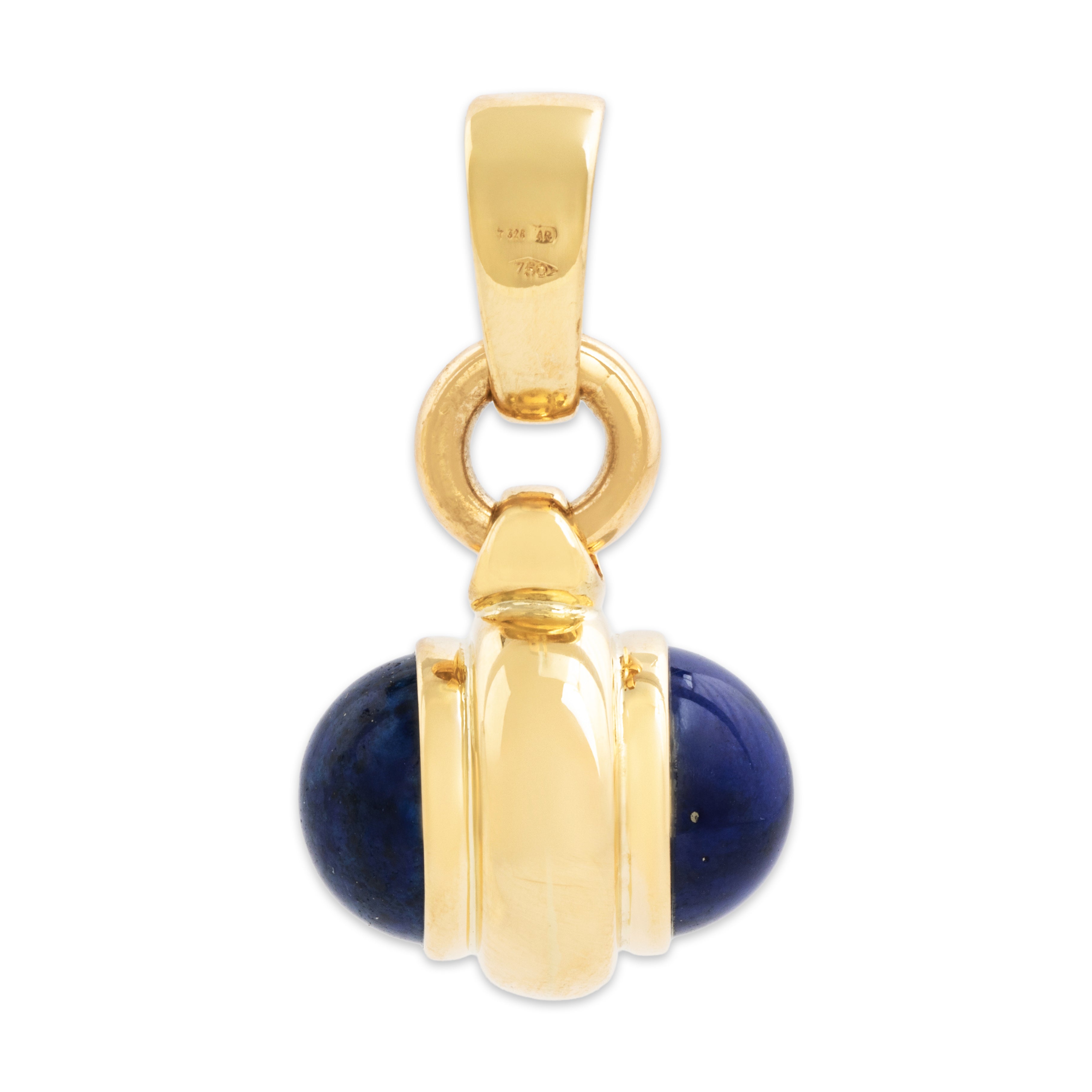 Vintage Heavy 18k Yellow Gold 11.5cttw Lapis Lazuli Cabochon Statement Pendant、mySite、hinf8tx79