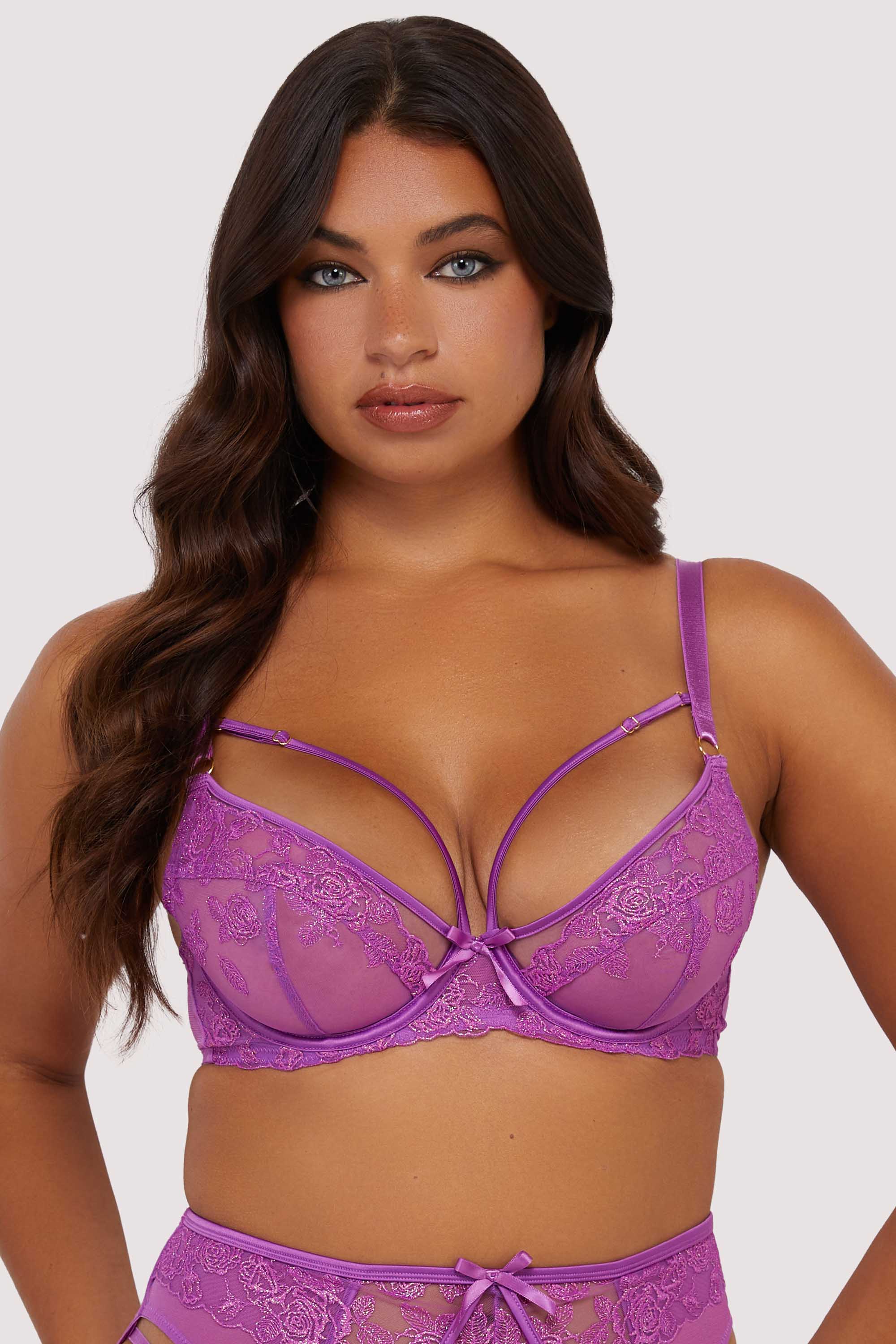 Rosanna Purple Long Line Plunge Bra、mySite、bengalsvssteelers